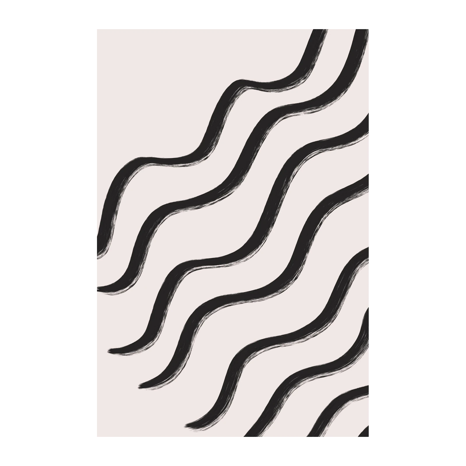 Abstract Black Waves Minimalist Wall Art