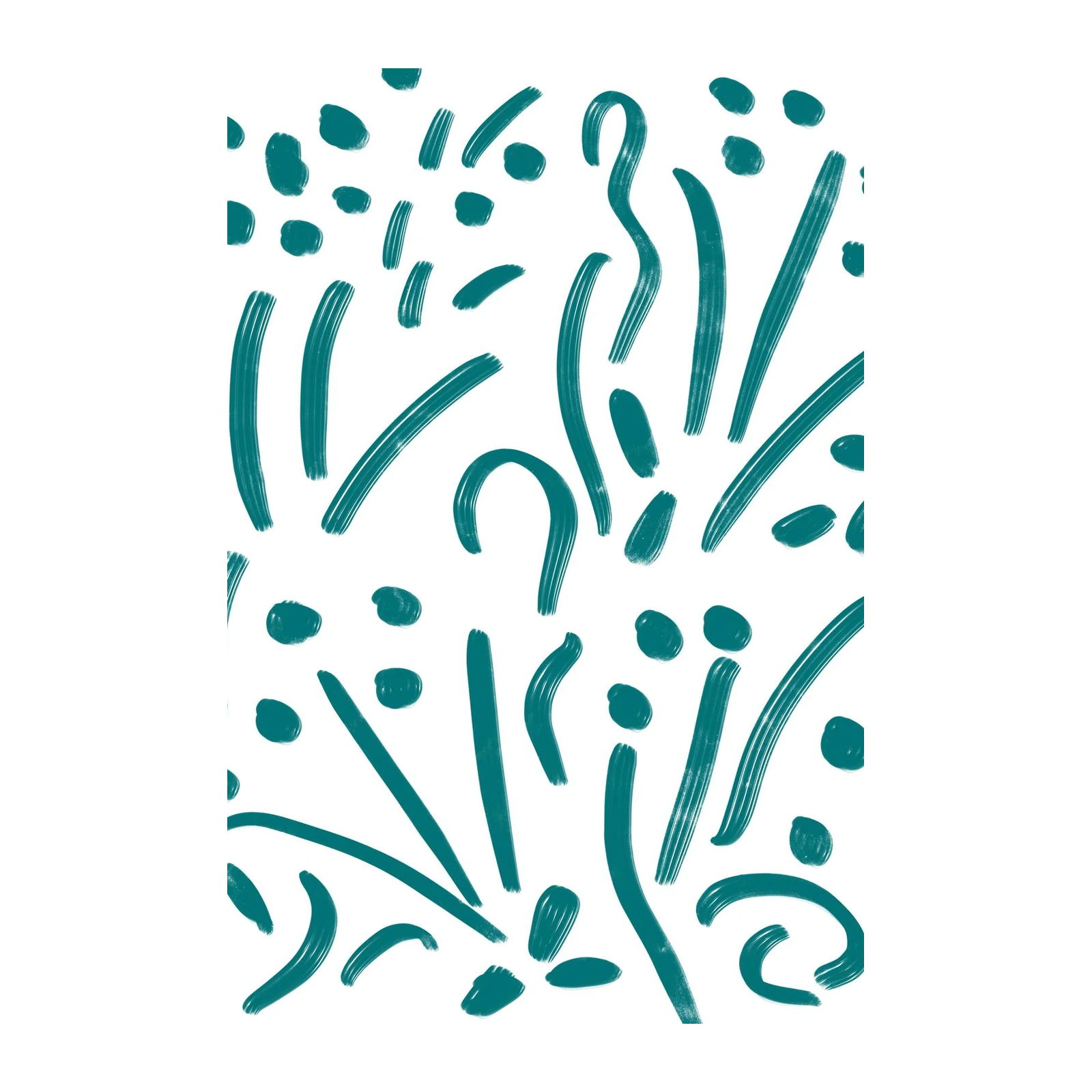 Abstract Teal Strokes Wall Art