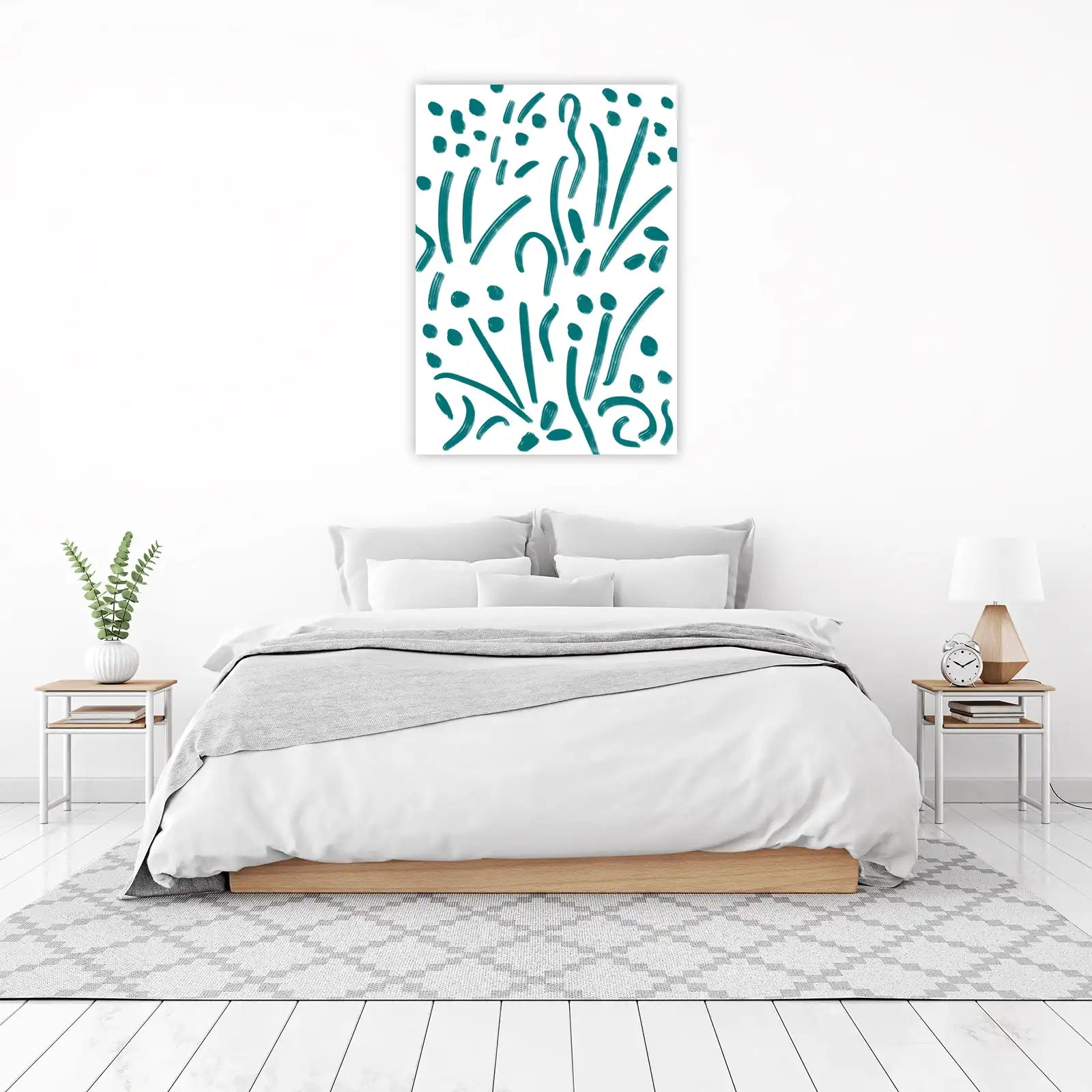 Abstract Teal Strokes Wall Art