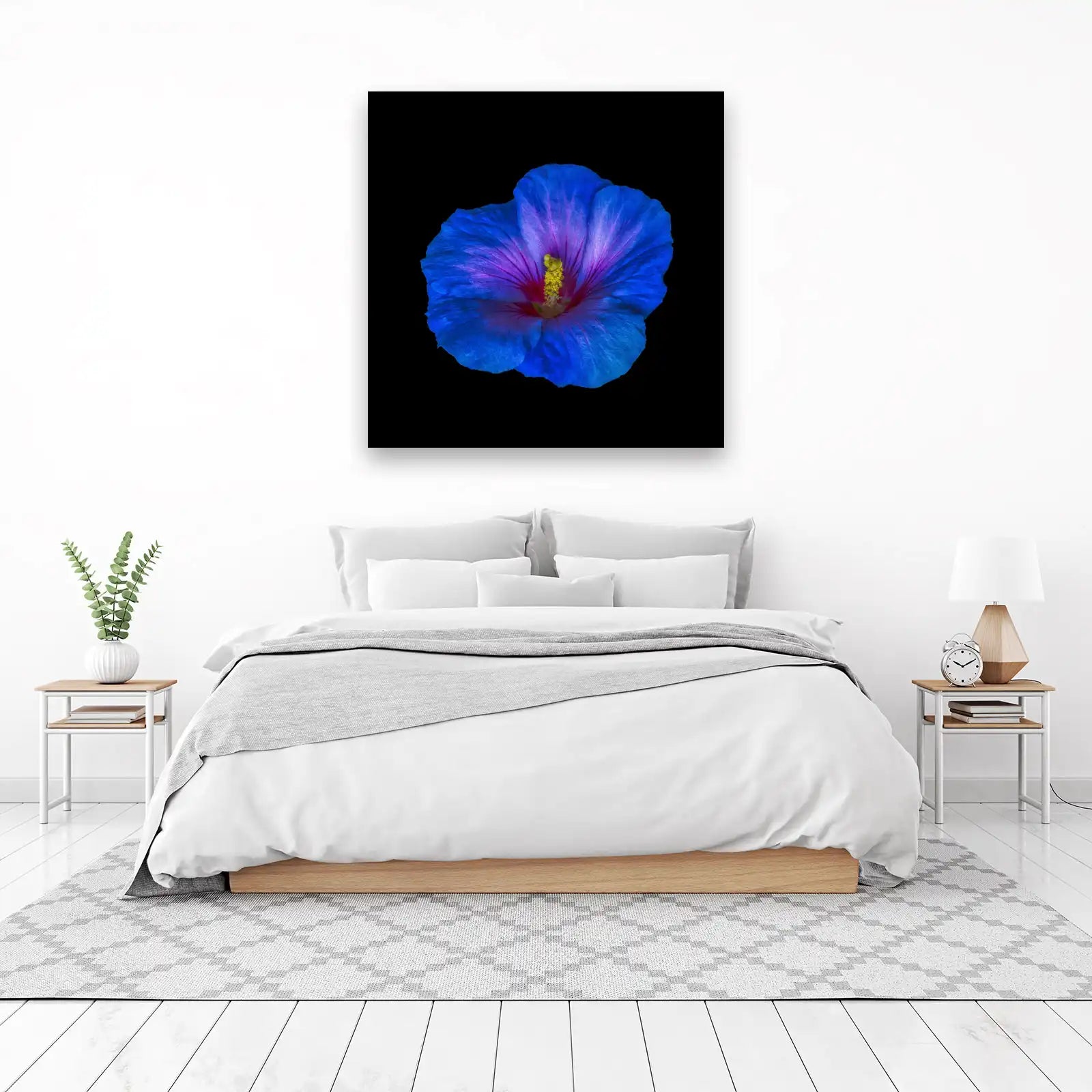 Vibrant Blue Hibiscus Floral Wall Art