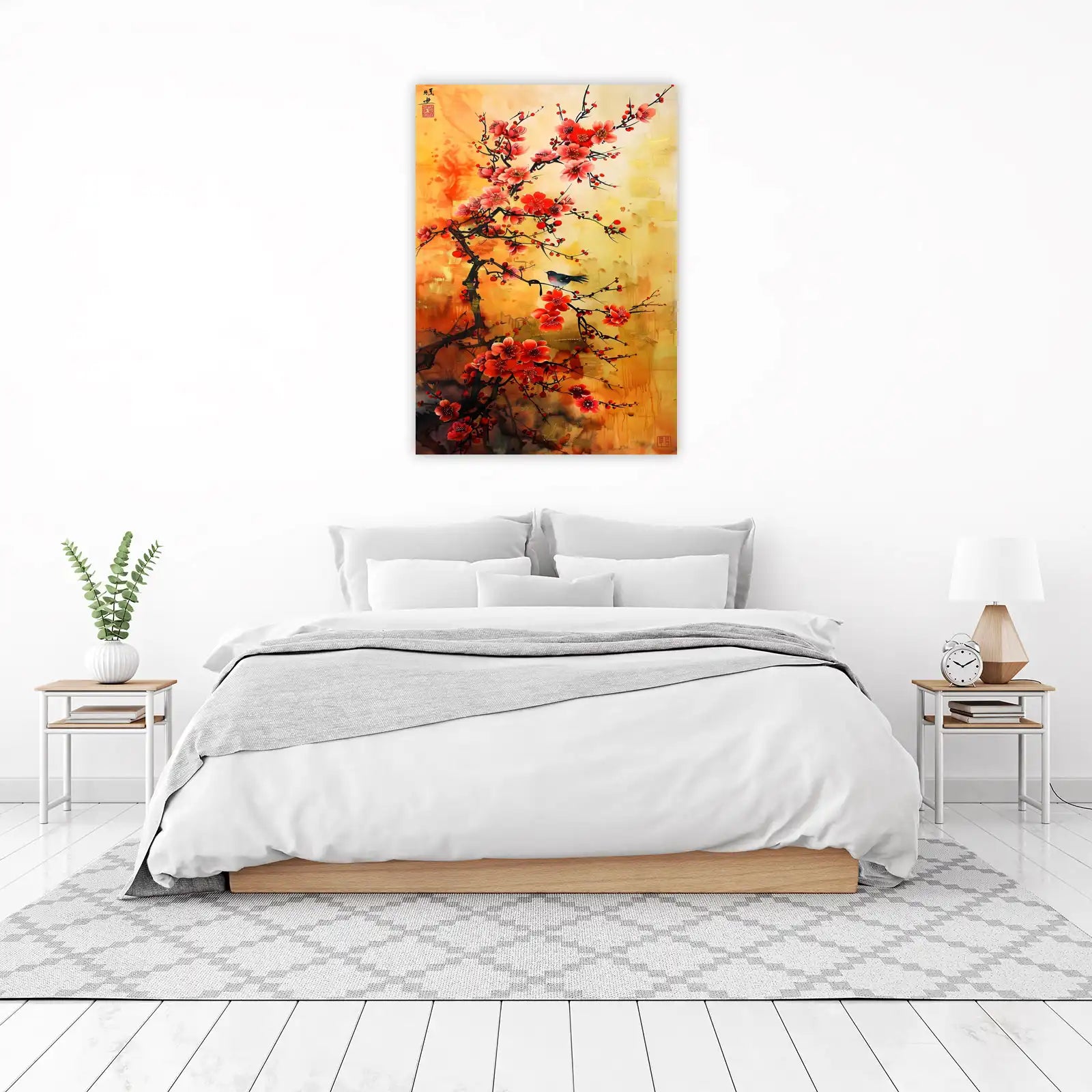 Vibrant Bird & Plum Blossom Wall Art