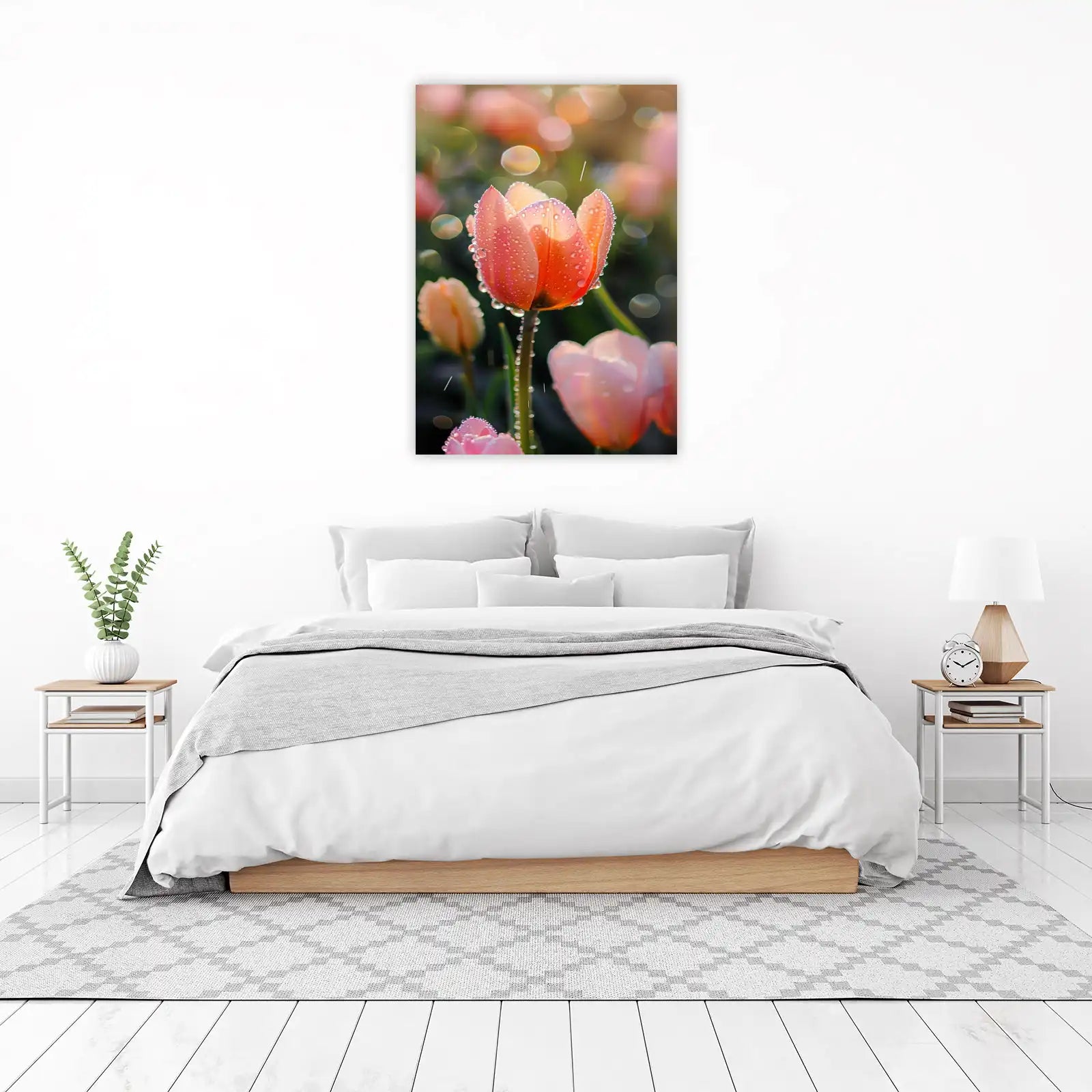 Dew Kissed Coral Tulip Wall Art Wall Art