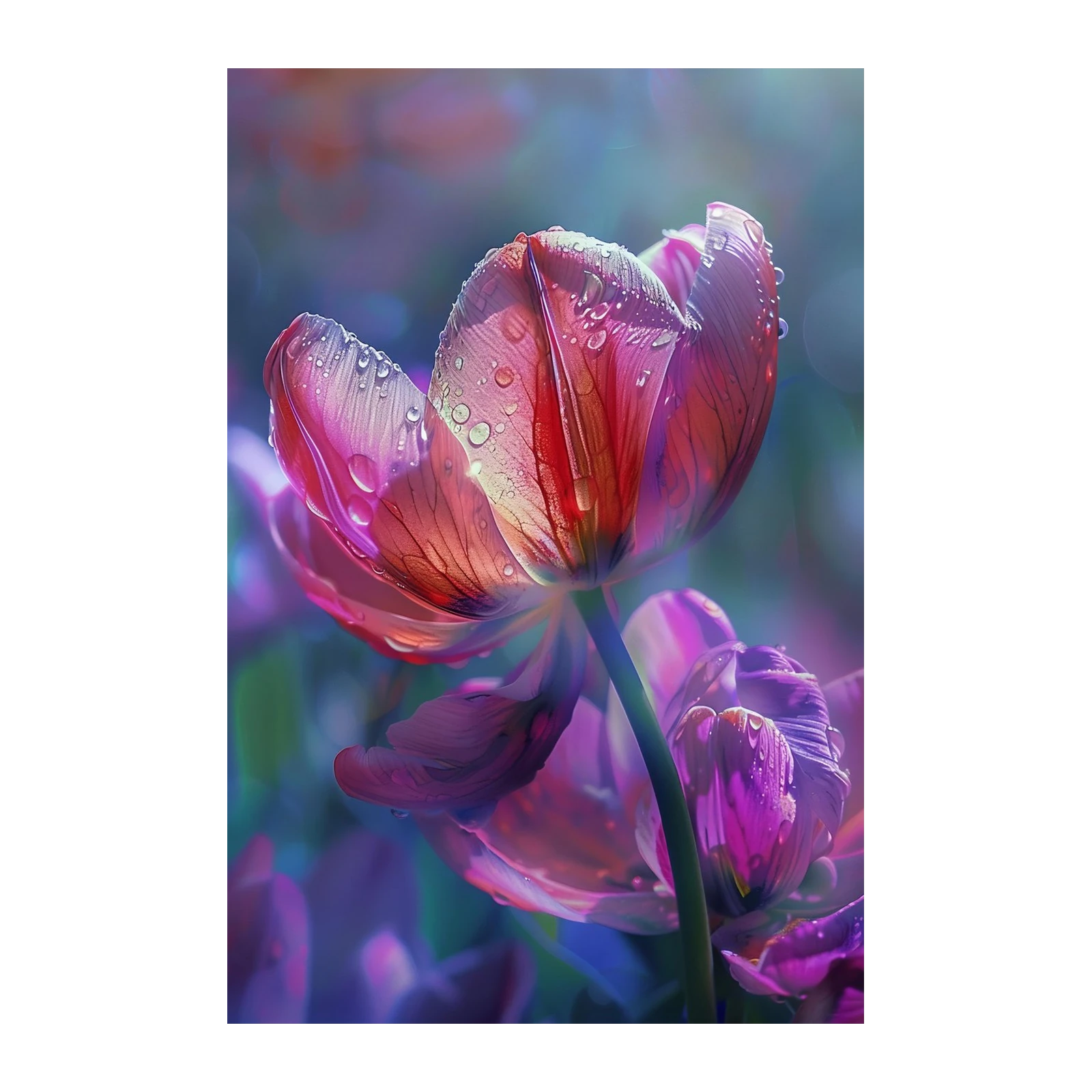 Dewy Pink Tulip Floral Wall Art