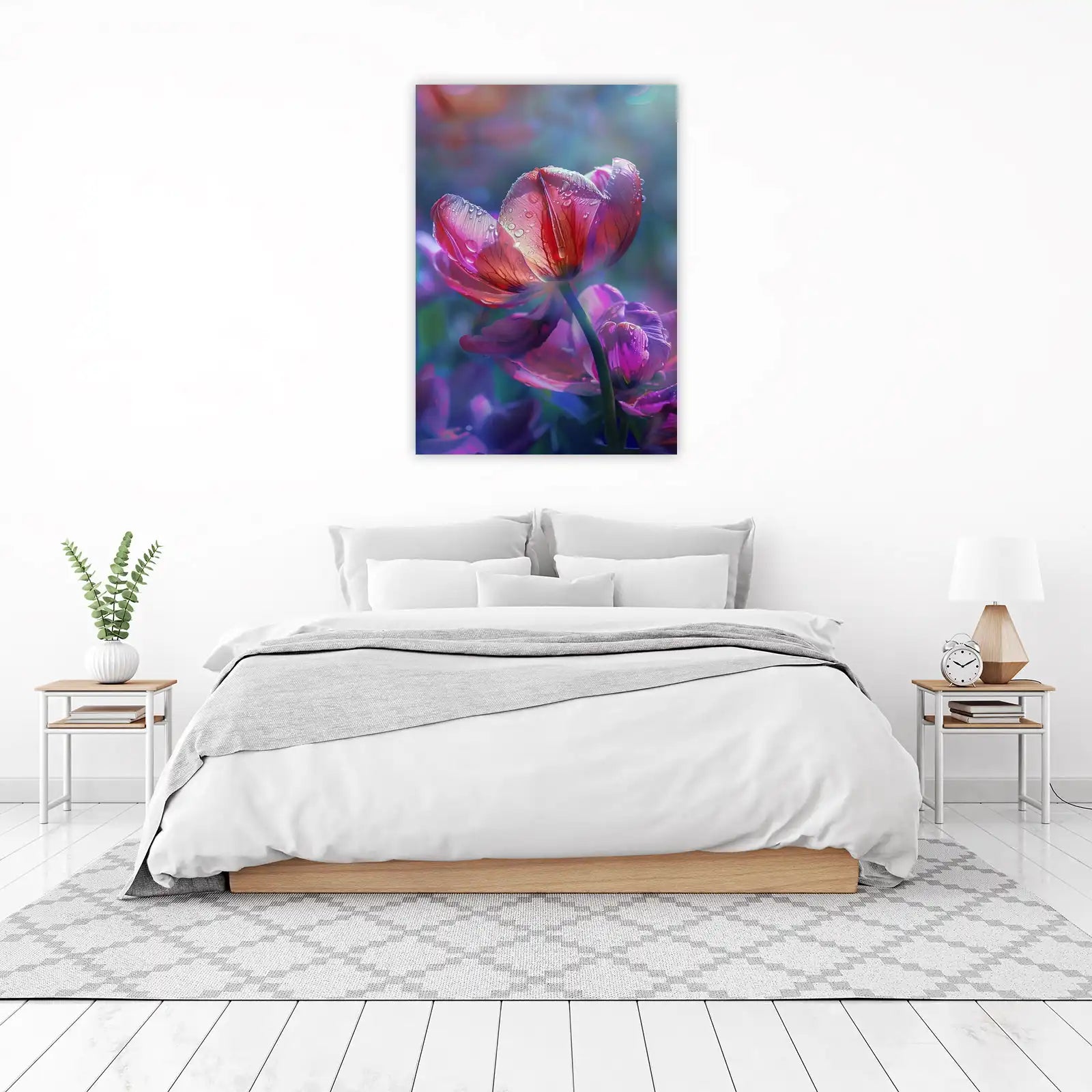Dewy Pink Tulip Floral Wall Art