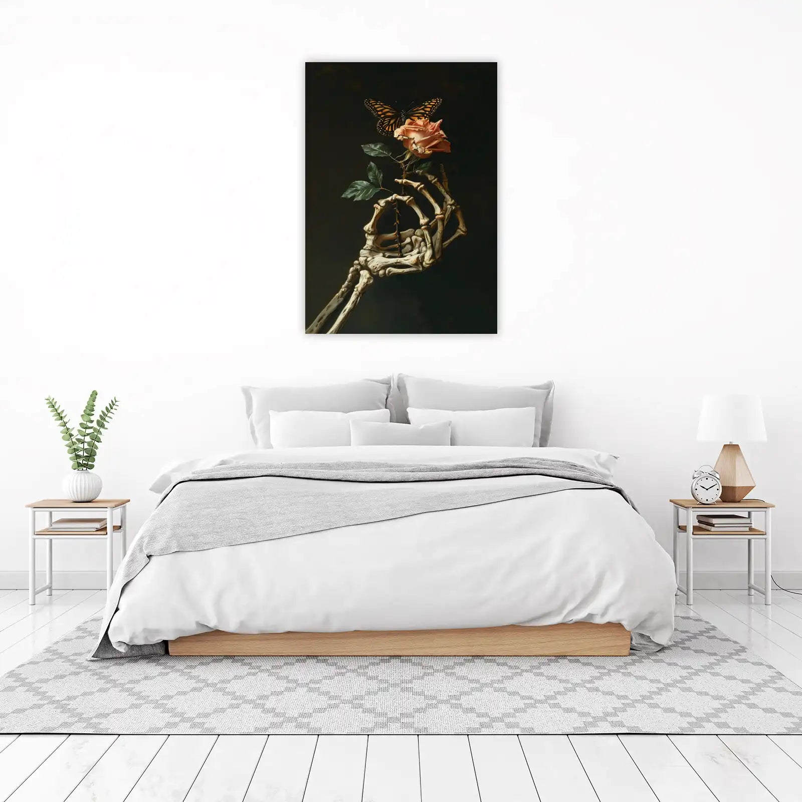 Gothic Rose & Butterfly Skeleton Hand Wall Art