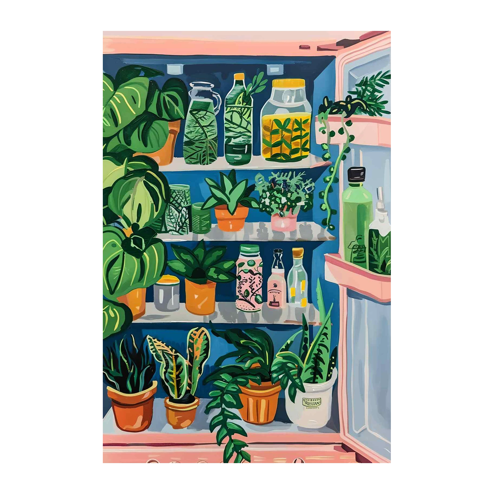 Vibrant Indoor Jungle Fridge Wall Art