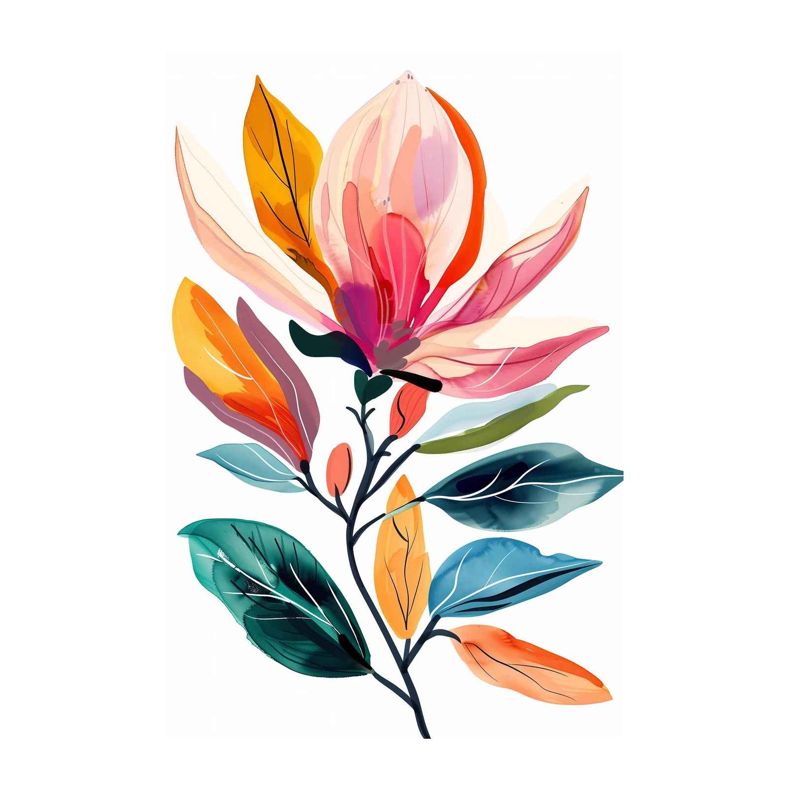 Vibrant Floral Watercolor Wall Art
