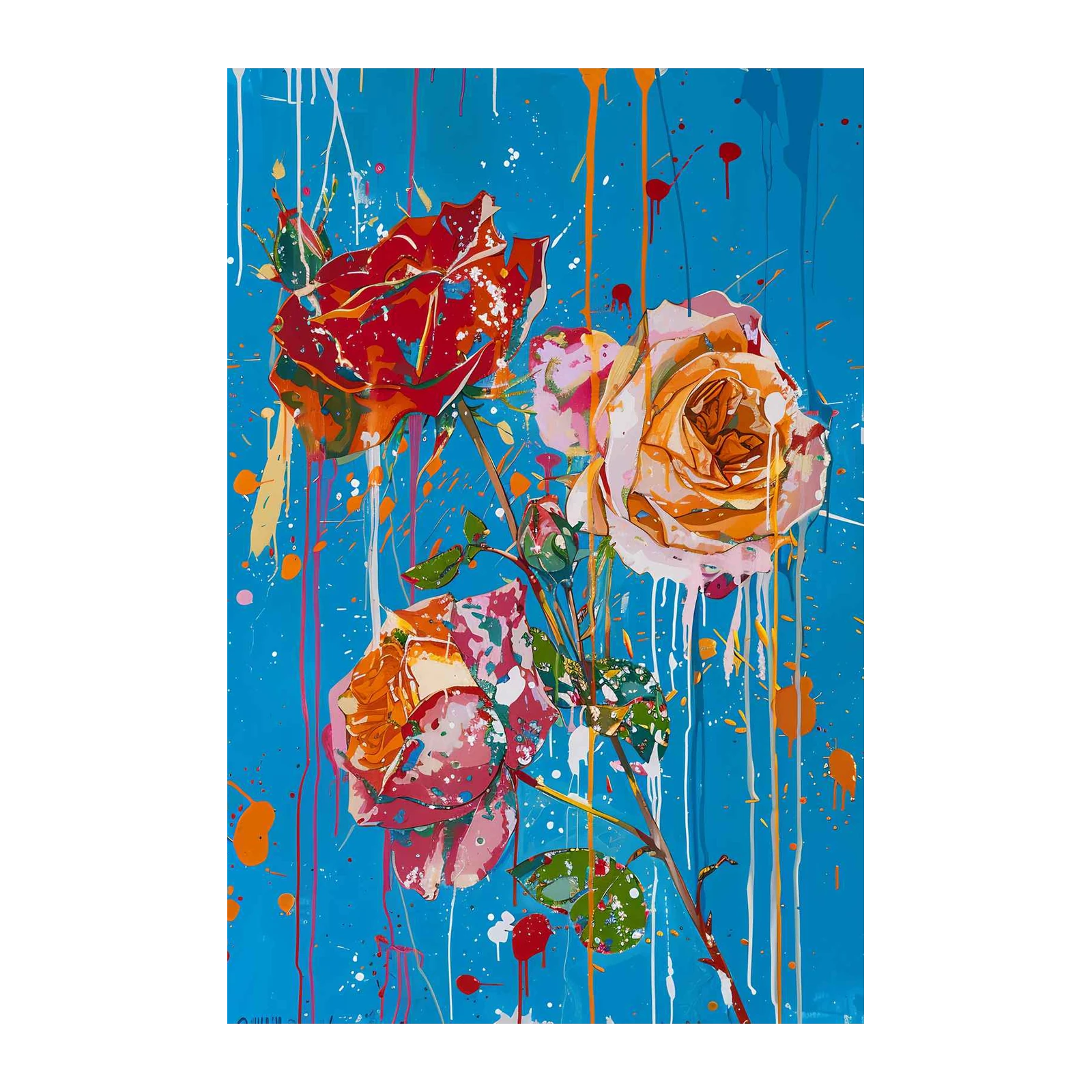 Vibrant Rose Splash Wall Art