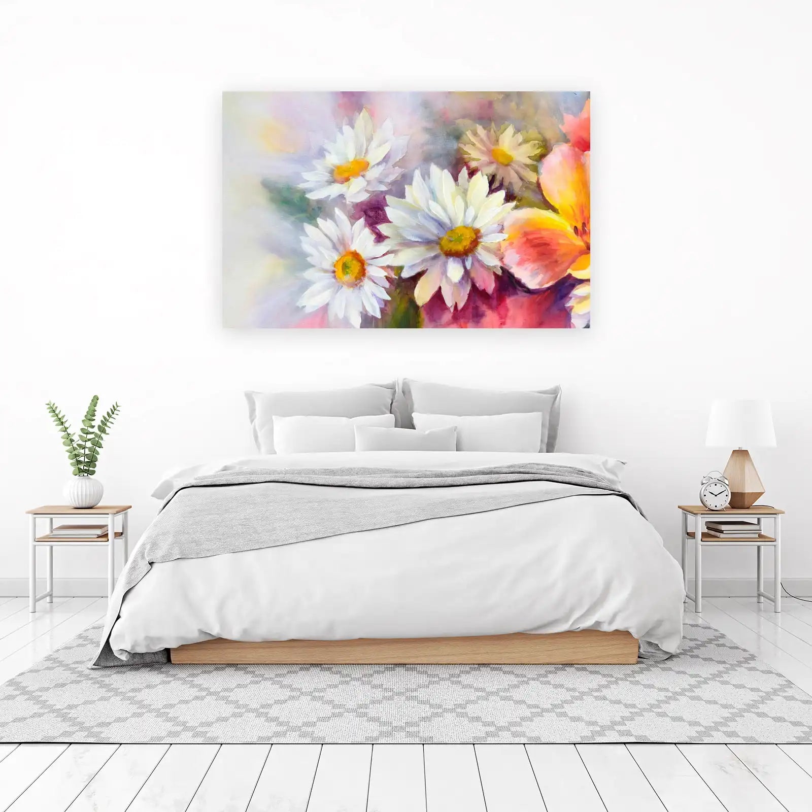 Vibrant Daisy Floral Watercolor Wall Art