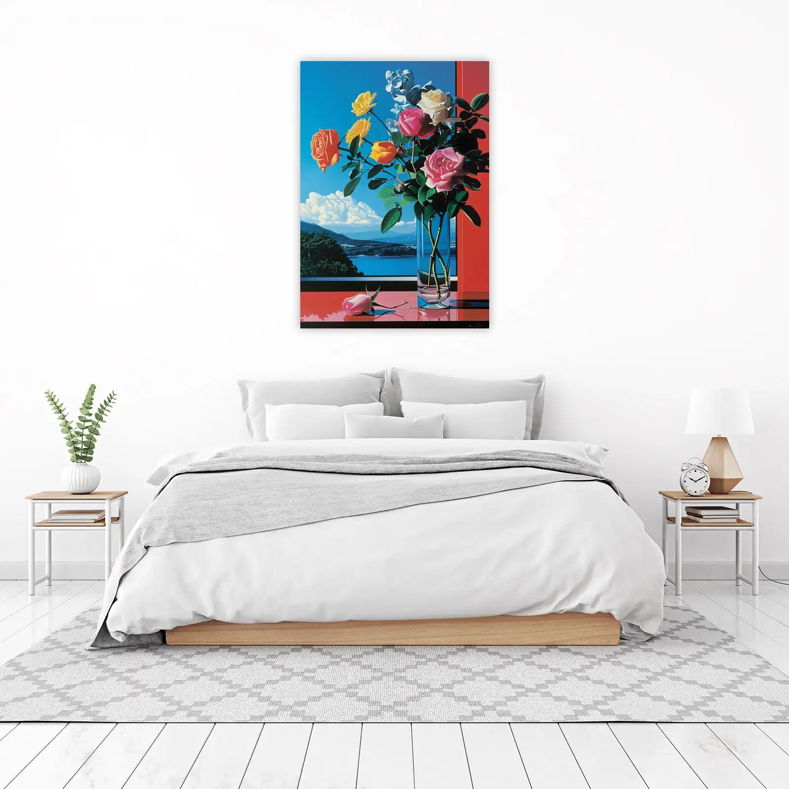 Vibrant Rose Still Life Landscape Wall Art