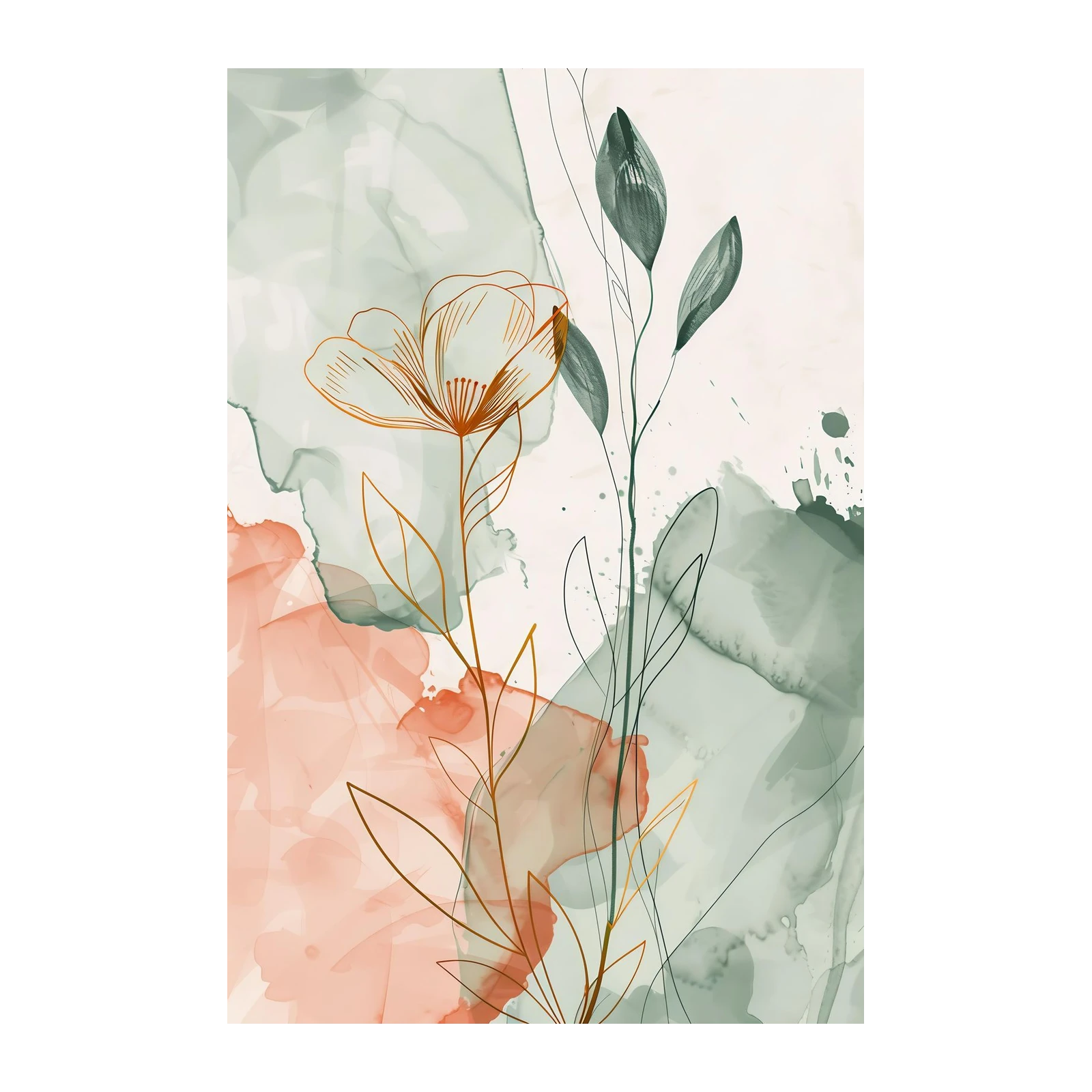 Abstract Floral Botanical Line Art Wall Art