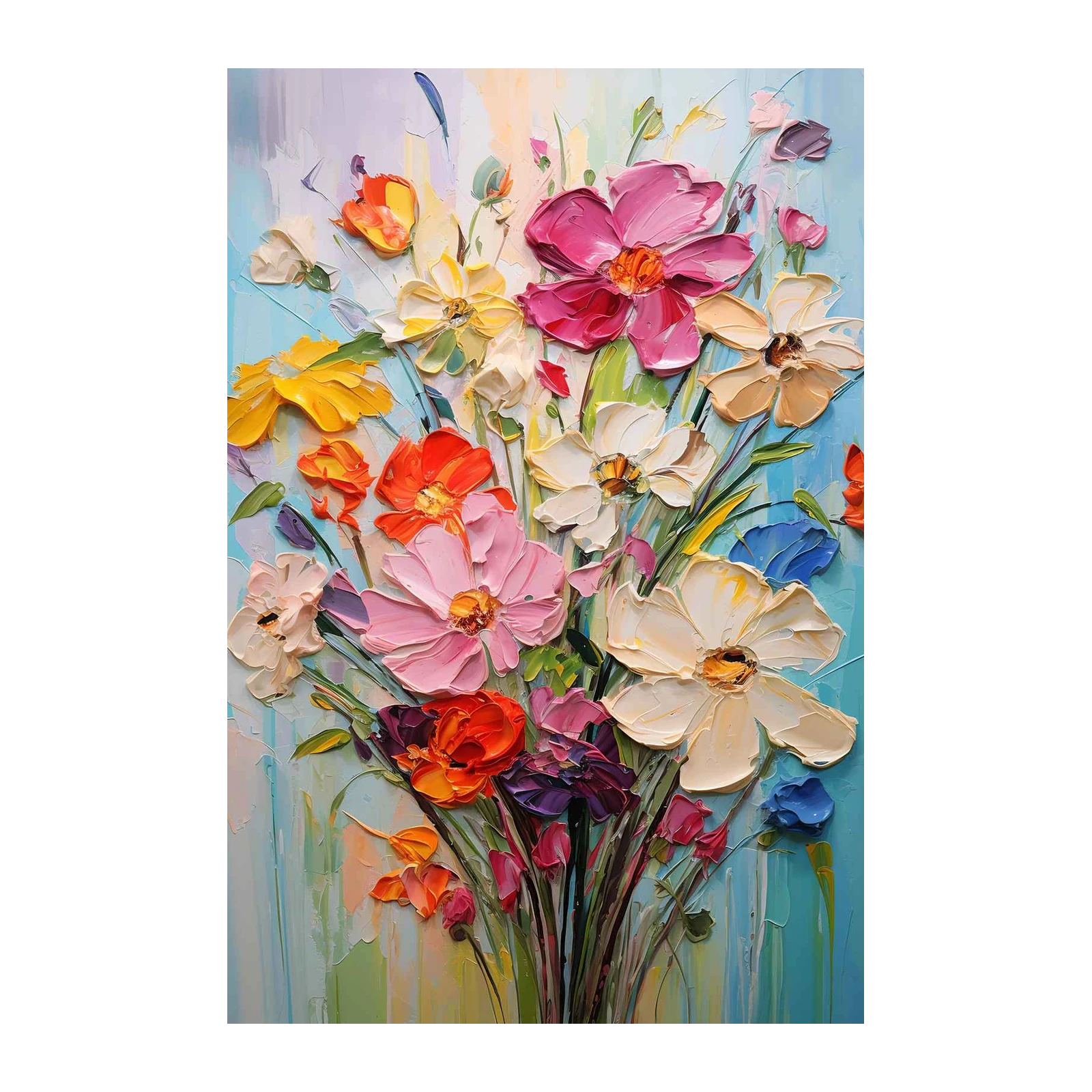 Textured Floral Bouquet Impasto Wall Art
