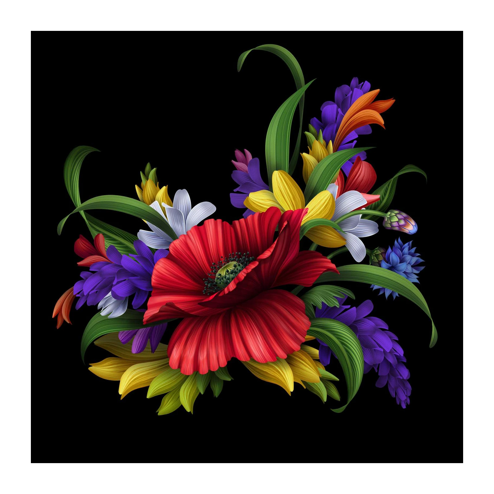 Vibrant Floral Burst Wall Art