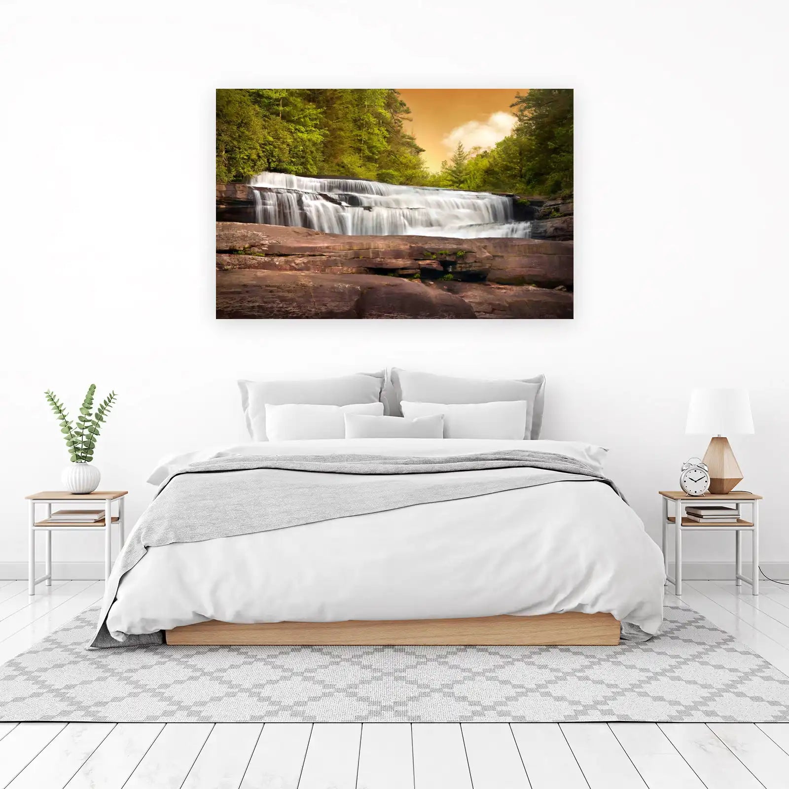 Serene Waterfall Nature Landscape Wall Art