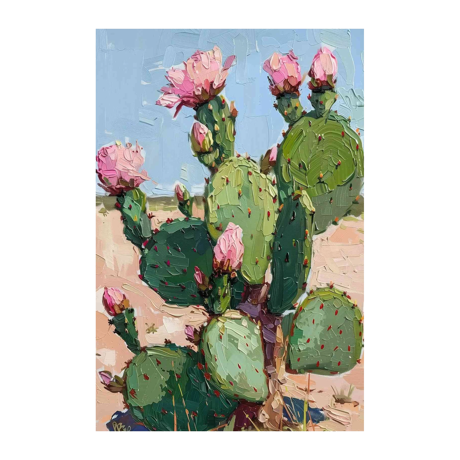 Vibrant Desert Bloom Prickly Pear Wall Art
