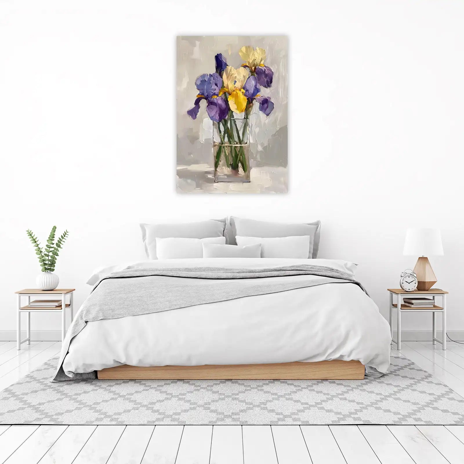Vibrant Iris Bouquet Oil Painting Wall Art