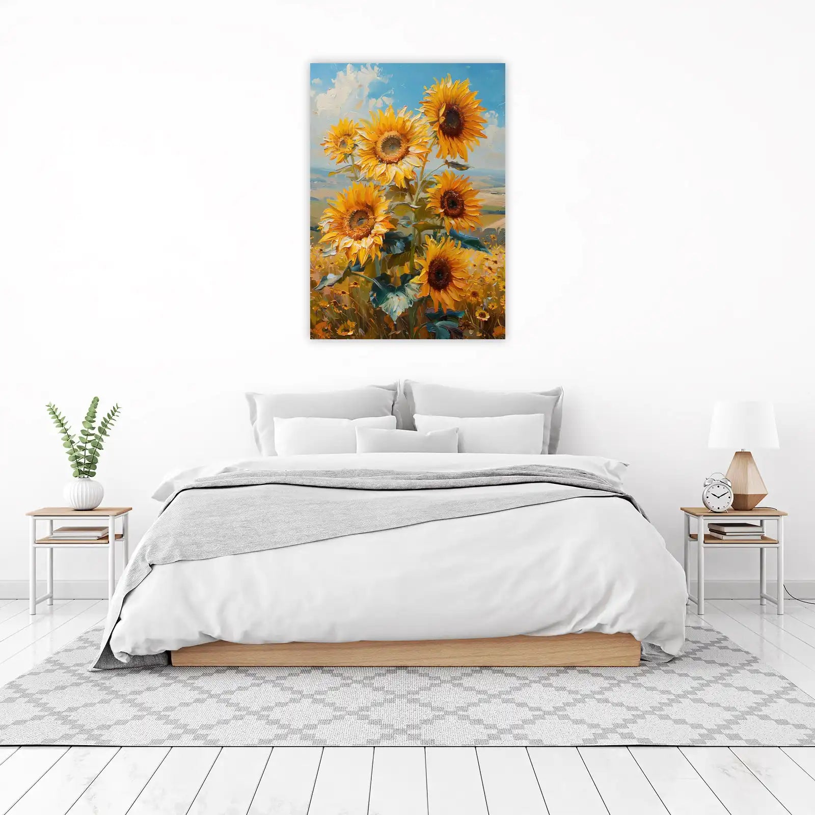 Vibrant Sunflower Field Textured Impasto Wall Art