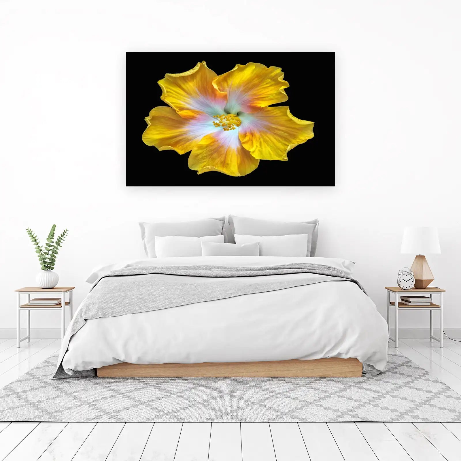 Vibrant Yellow Hibiscus Flower Wall Art - Tropical Wall Art