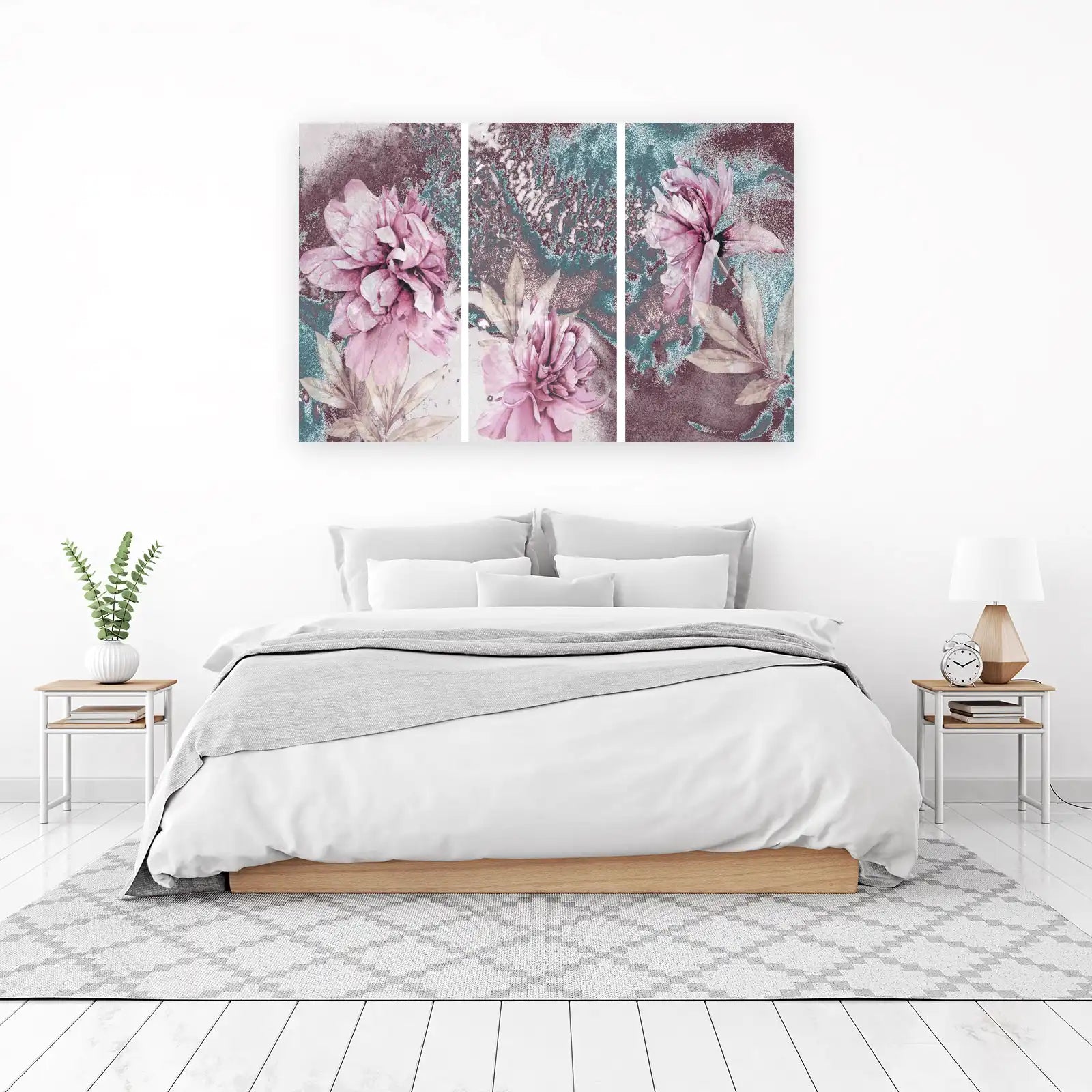 Serene Floral Triptych Wall Art