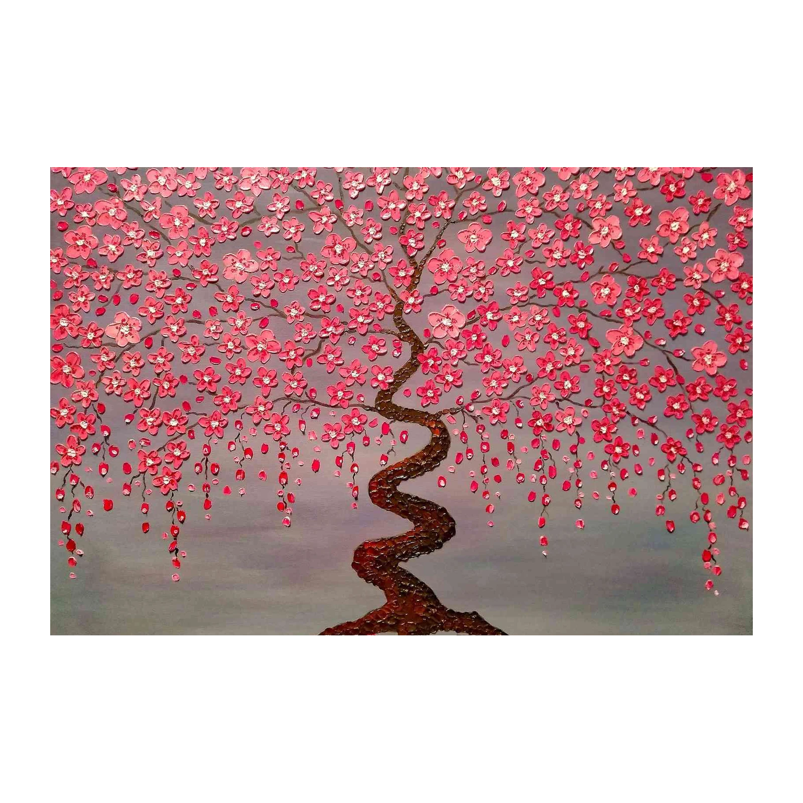 Textured Pink Cherry Blossom Tree Wall Art