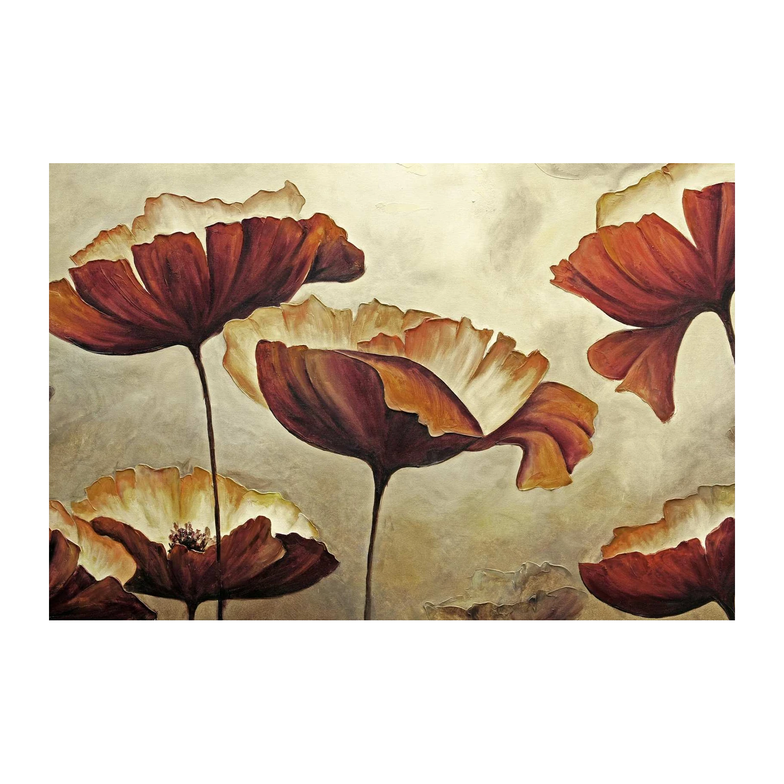Crimson Poppy Bloom Textured Wall Art