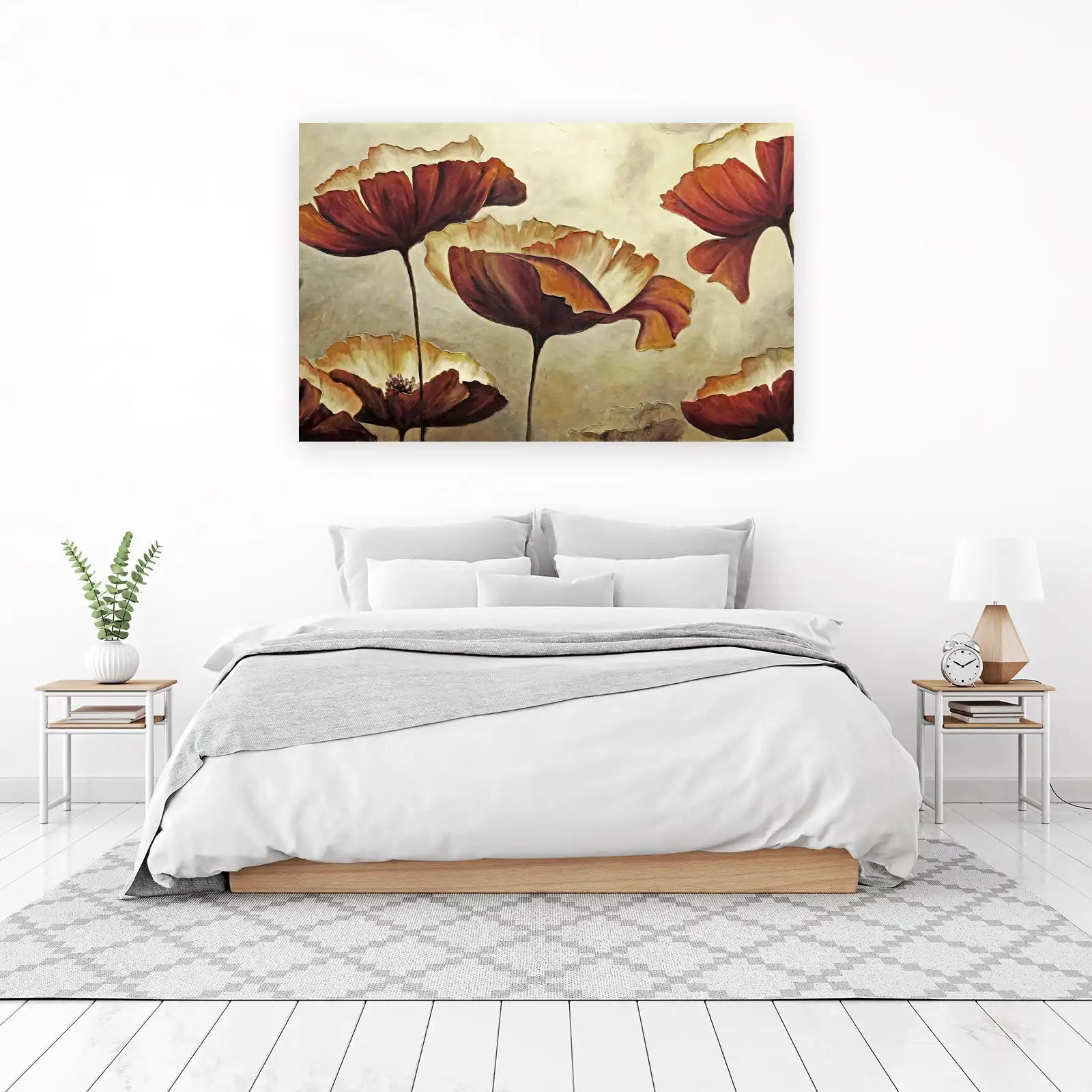 Crimson Poppy Bloom Textured Wall Art