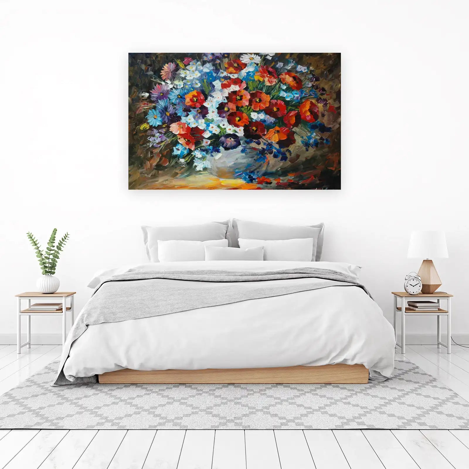 Vibrant Floral Bouquet Textured Oil Wall Art