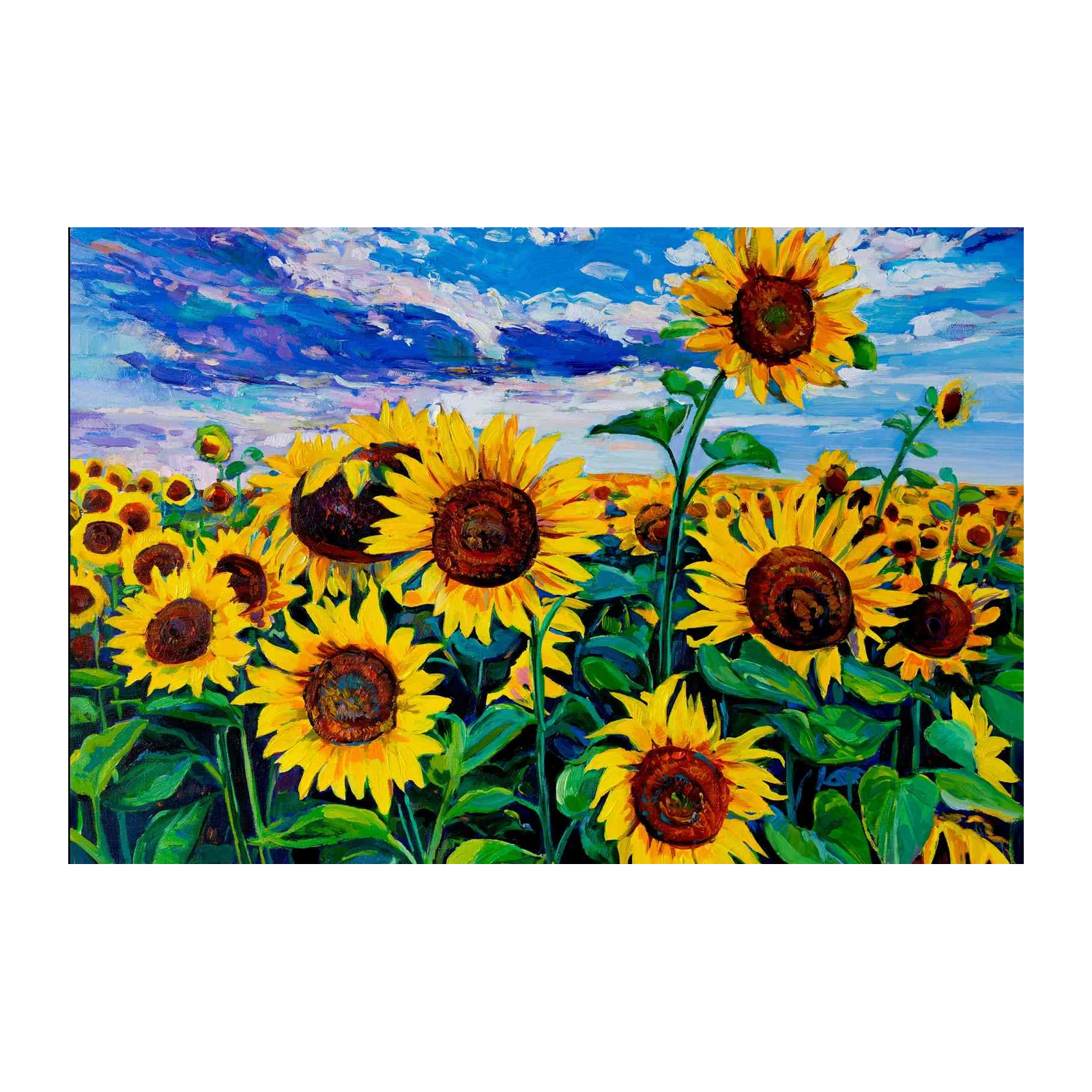 Vibrant Sunflower Field Impressionist Wall Art