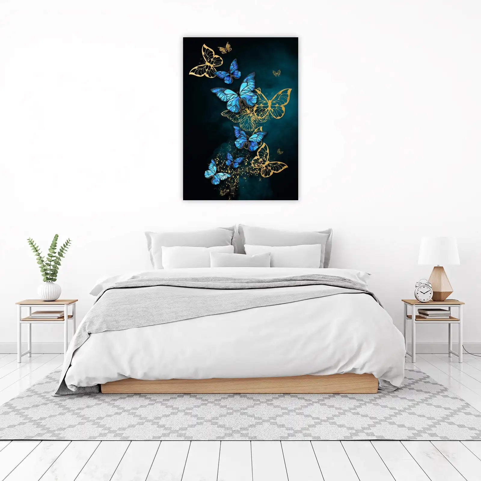 Enchanting Blue Gold Butterfly Wall Art