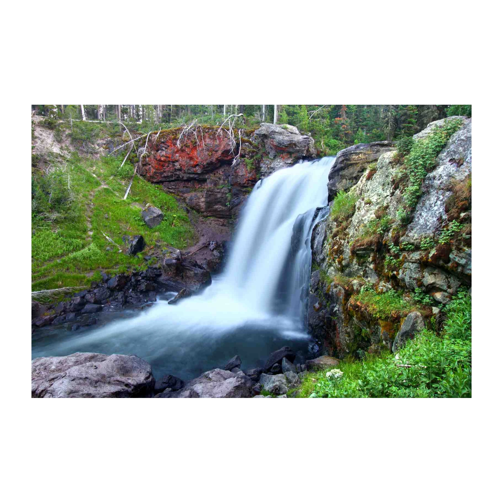 Serene Forest Waterfall Landscape Wall Art
