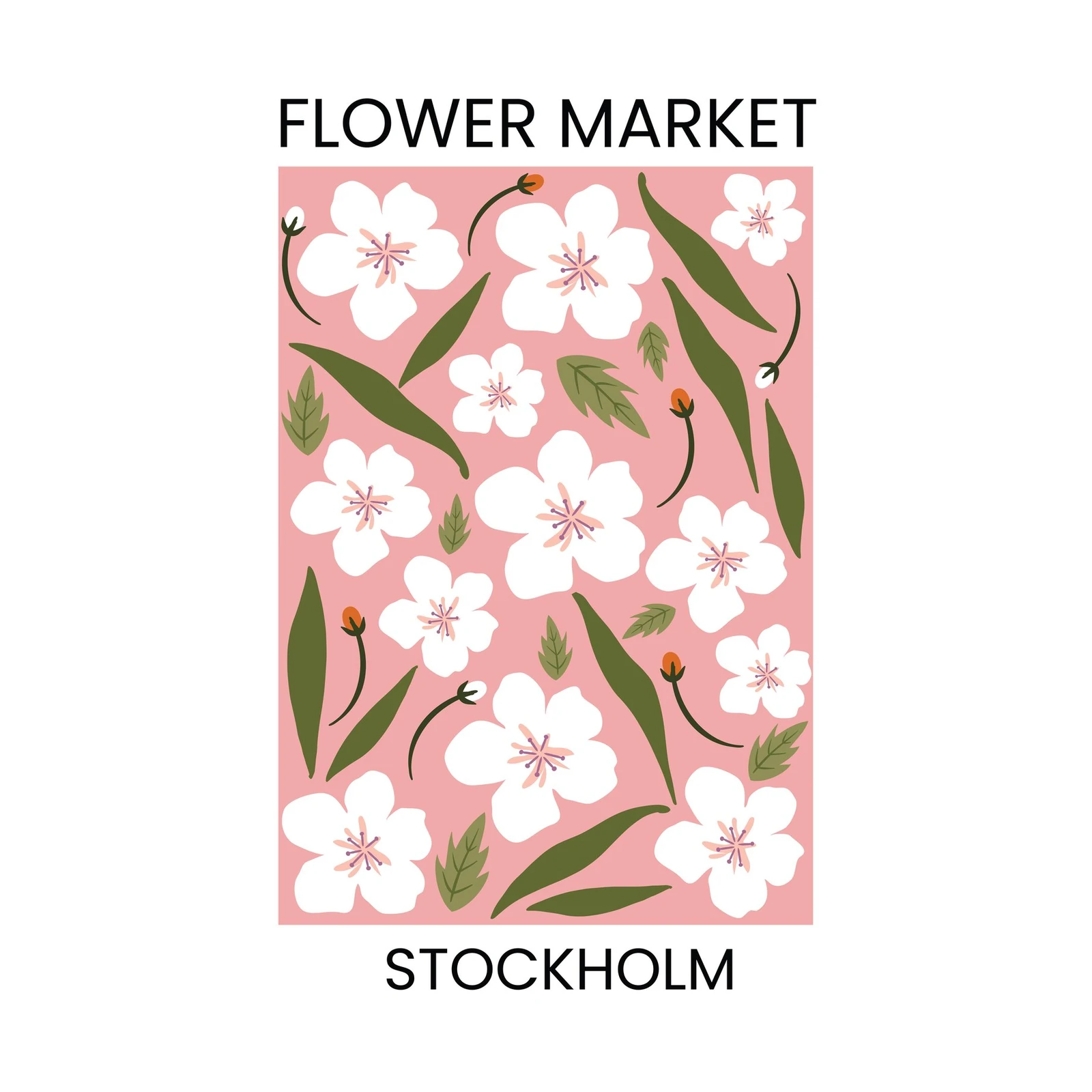 Stockholm Flower Market White Floral Wall Art