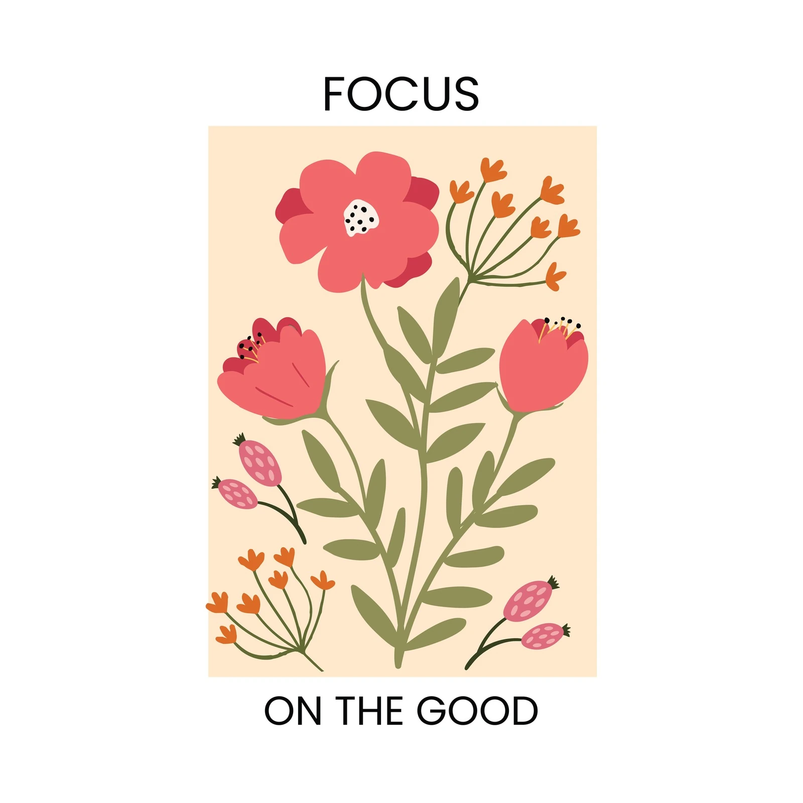 Boho Floral "Focus On The Good" Wall Art