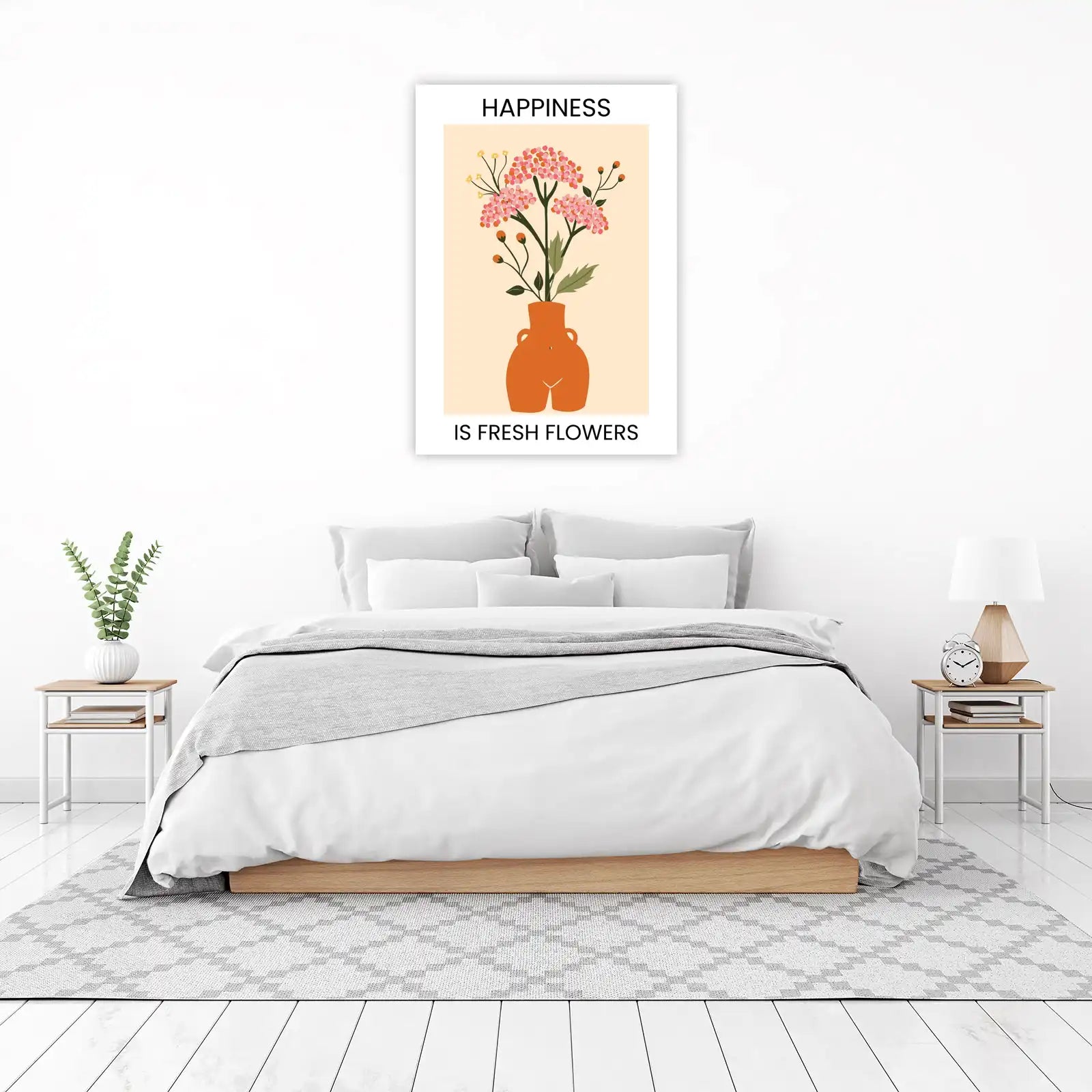 Boho Floral Vase Wall Art - Modern Botanical Art