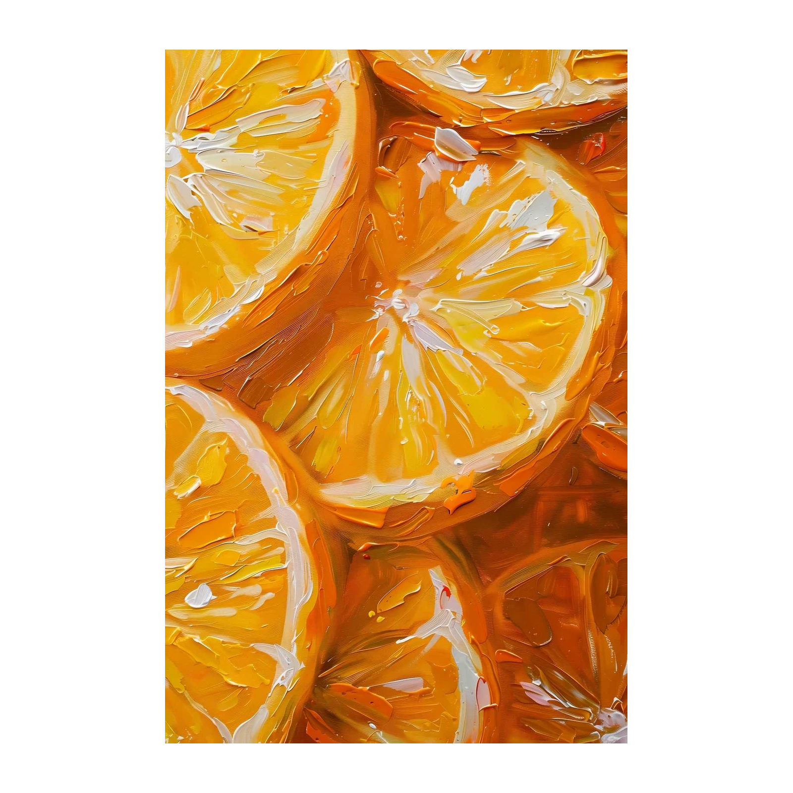 Vibrant Orange Slices Textured Oil Wall Art