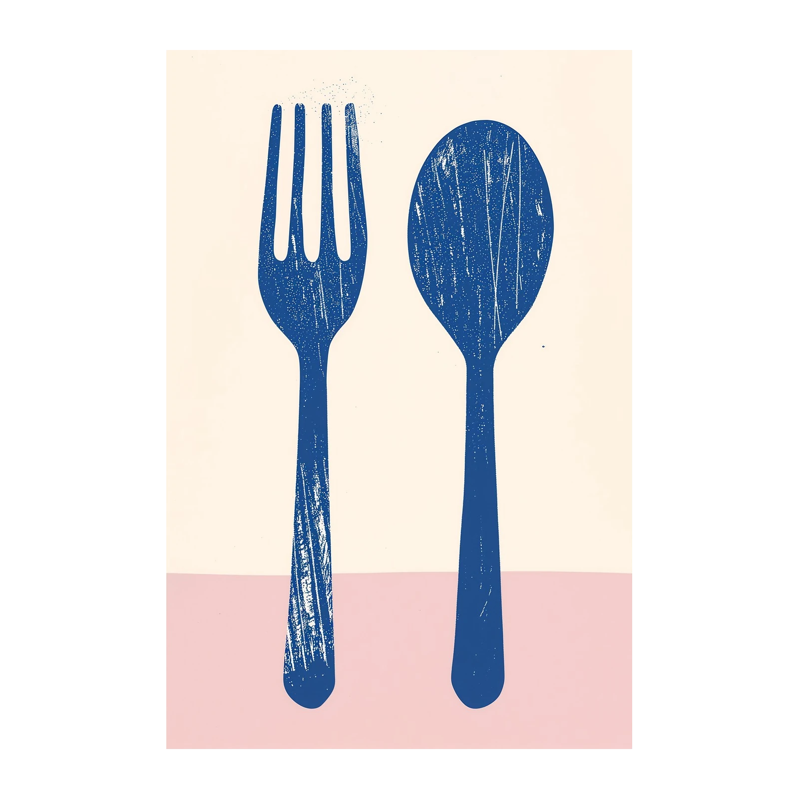 Modern Blue Fork & Spoon Wall Art
