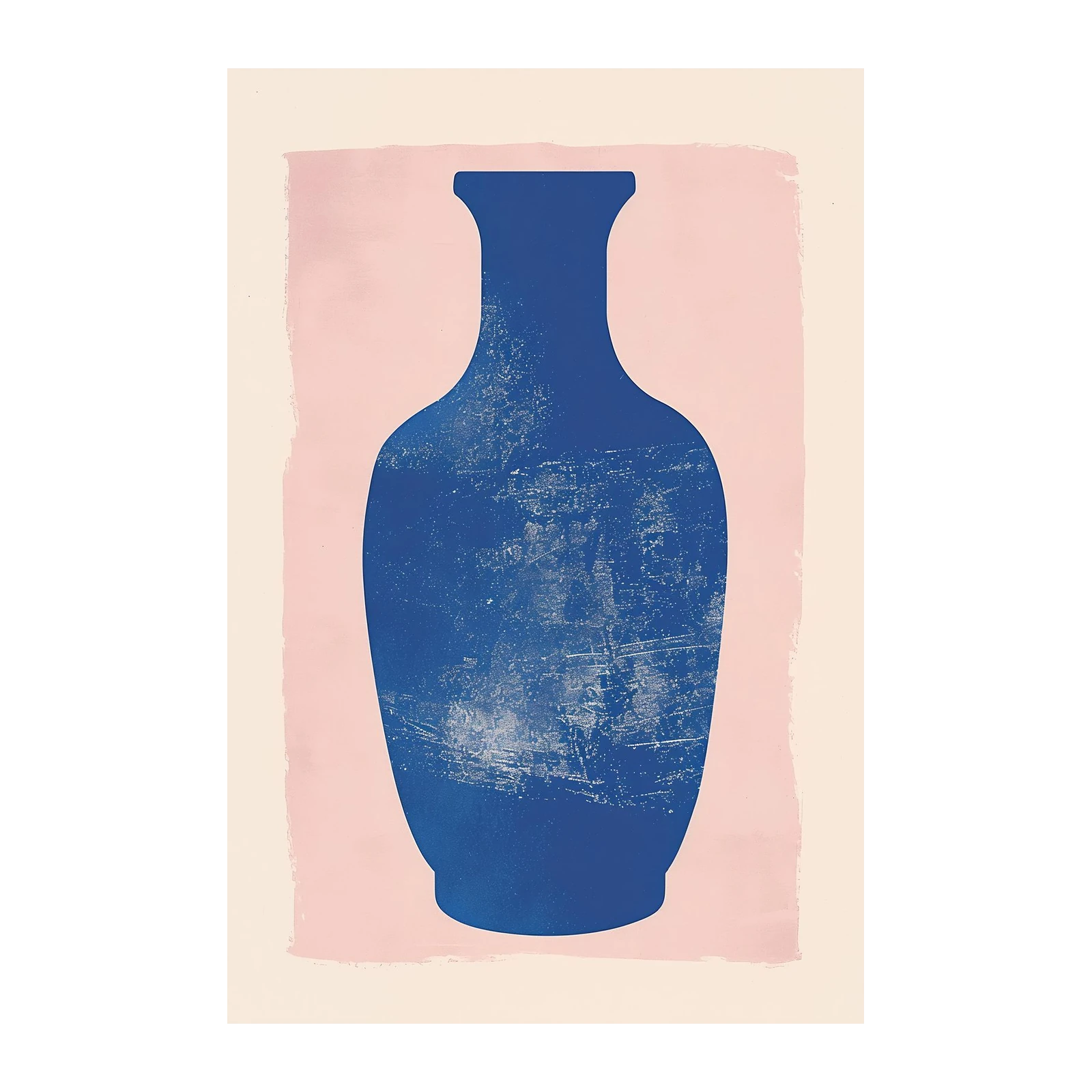Abstract Blue Vase Blush Pink Wall Art