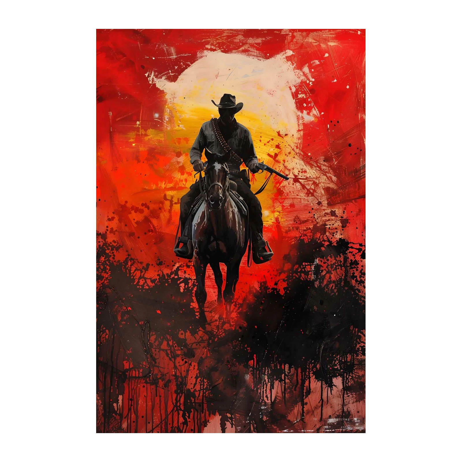 Bold Cowboy Horse Riding Wall Art
