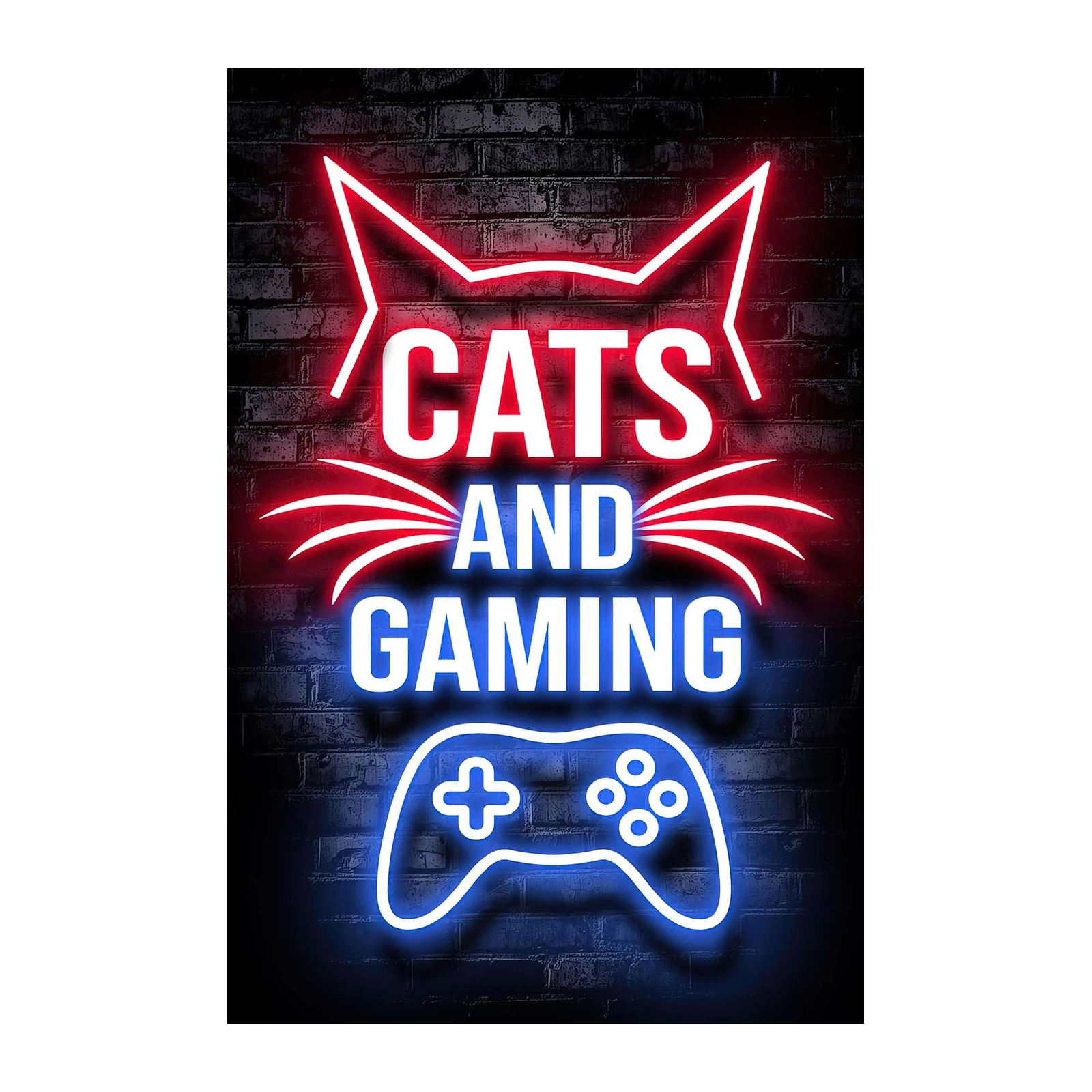Cats & Gaming Neon Wall Art Wall Art