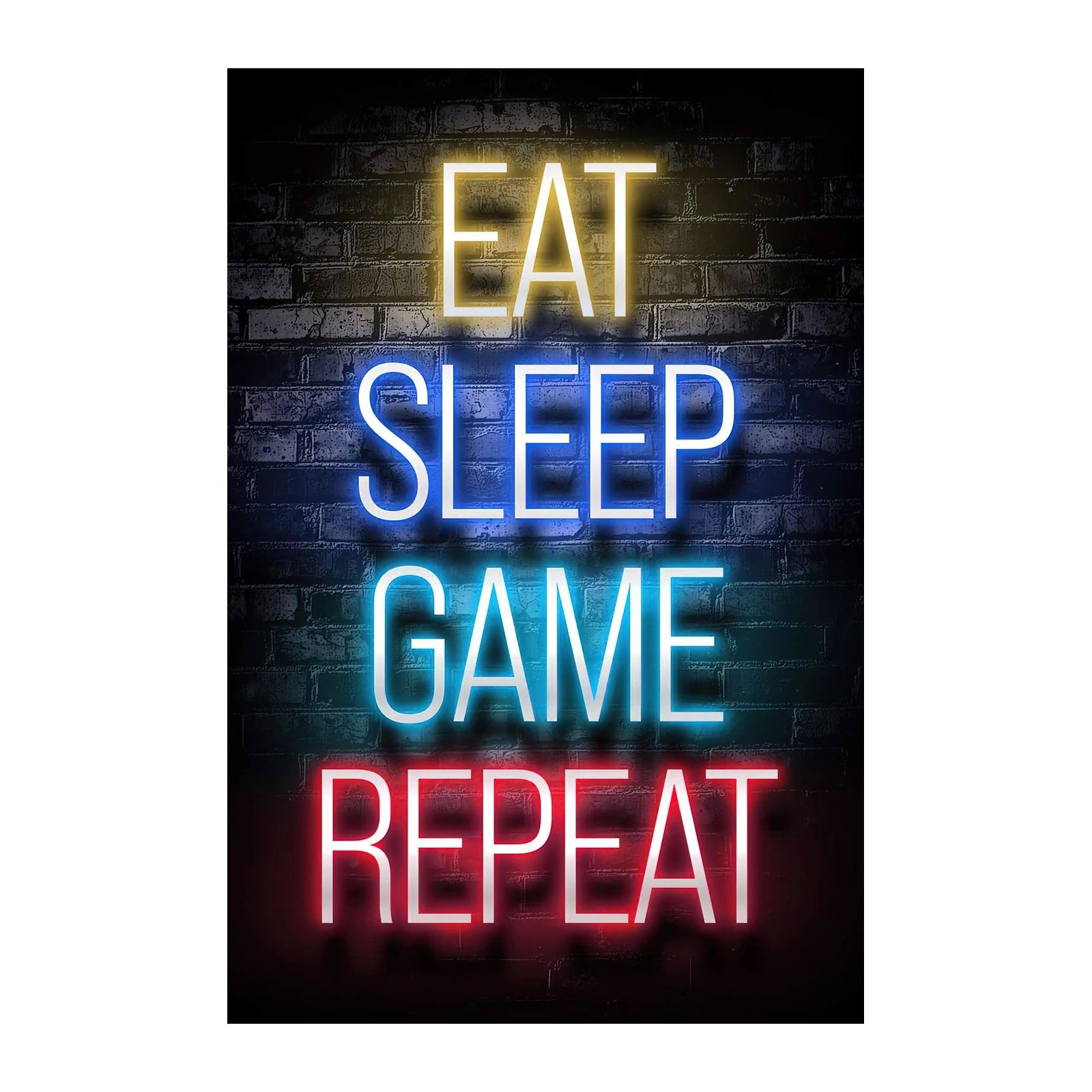 Eat Sleep Game Repeat Neon Glow Wall Art