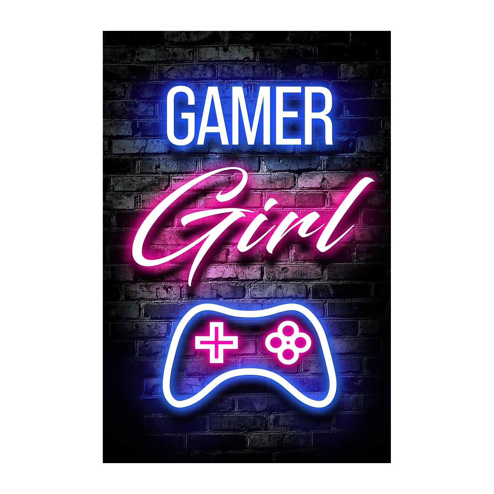 Gamer Girl Neon Controller Wall Art