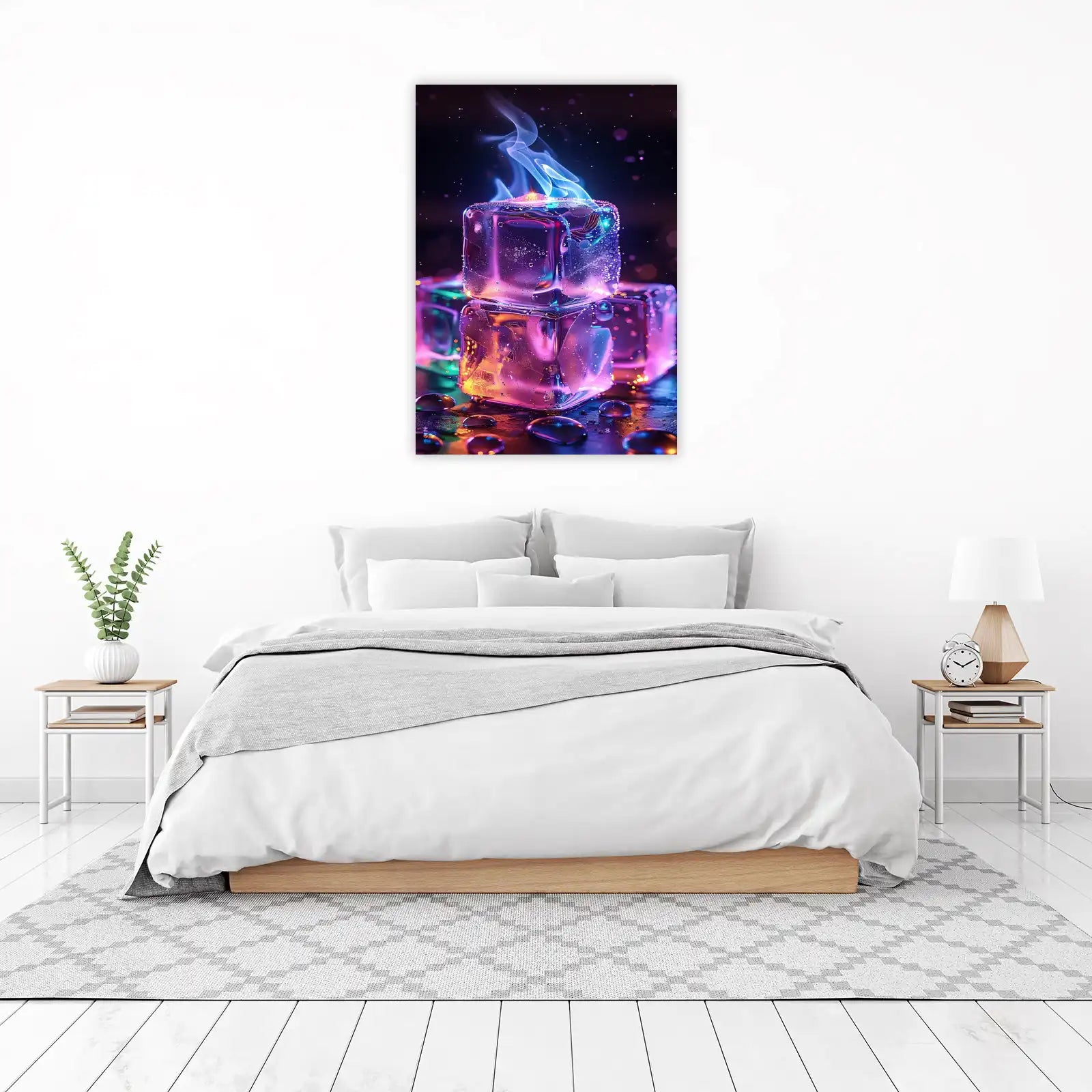Neon Ice Fire Abstract Wall Art Wall Art