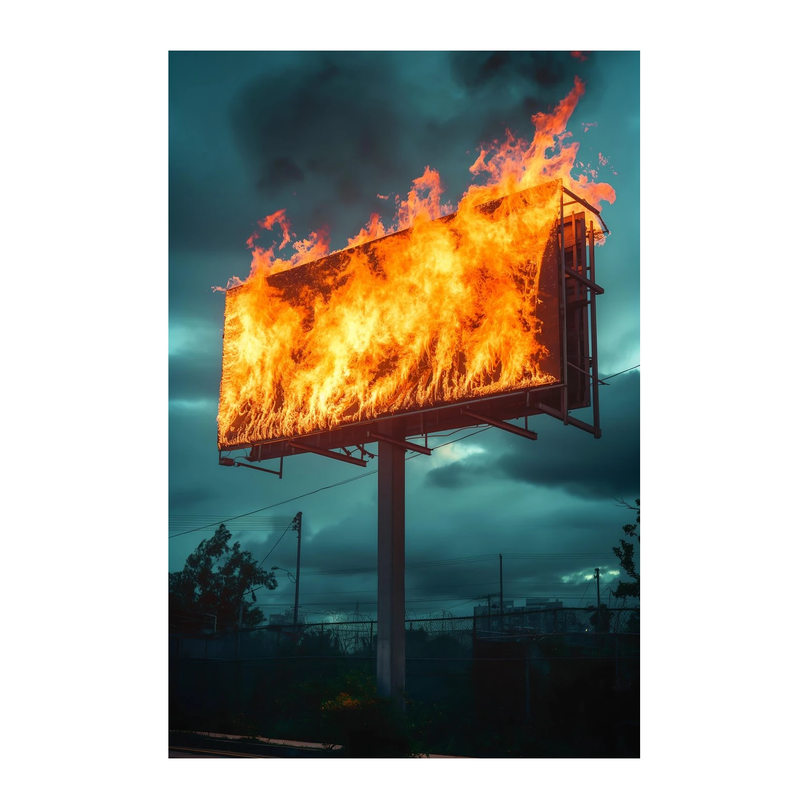 Billboard on Fire Wall Art | Bold Statement Art