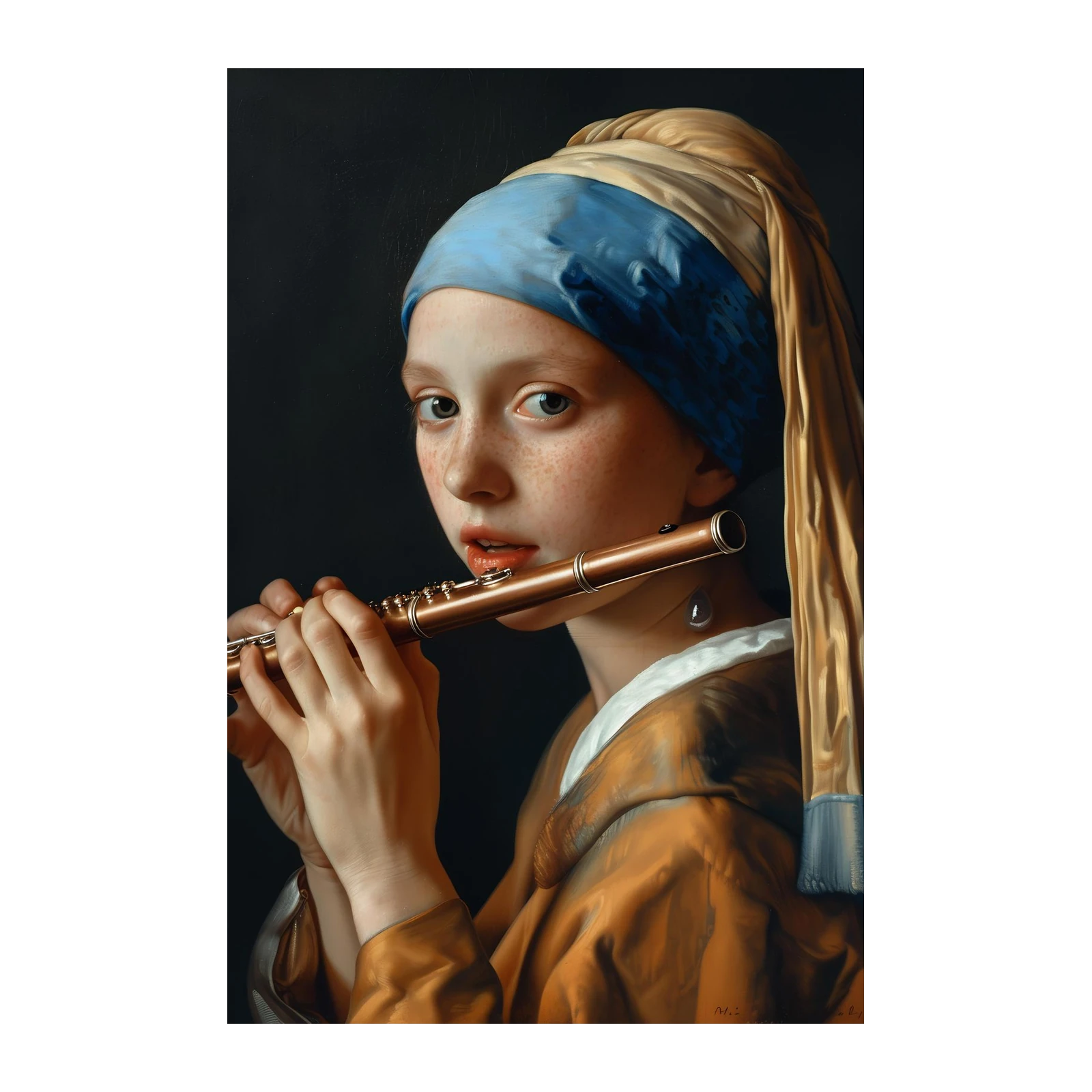 Girl with a Pearl Earring Flute Wall Art