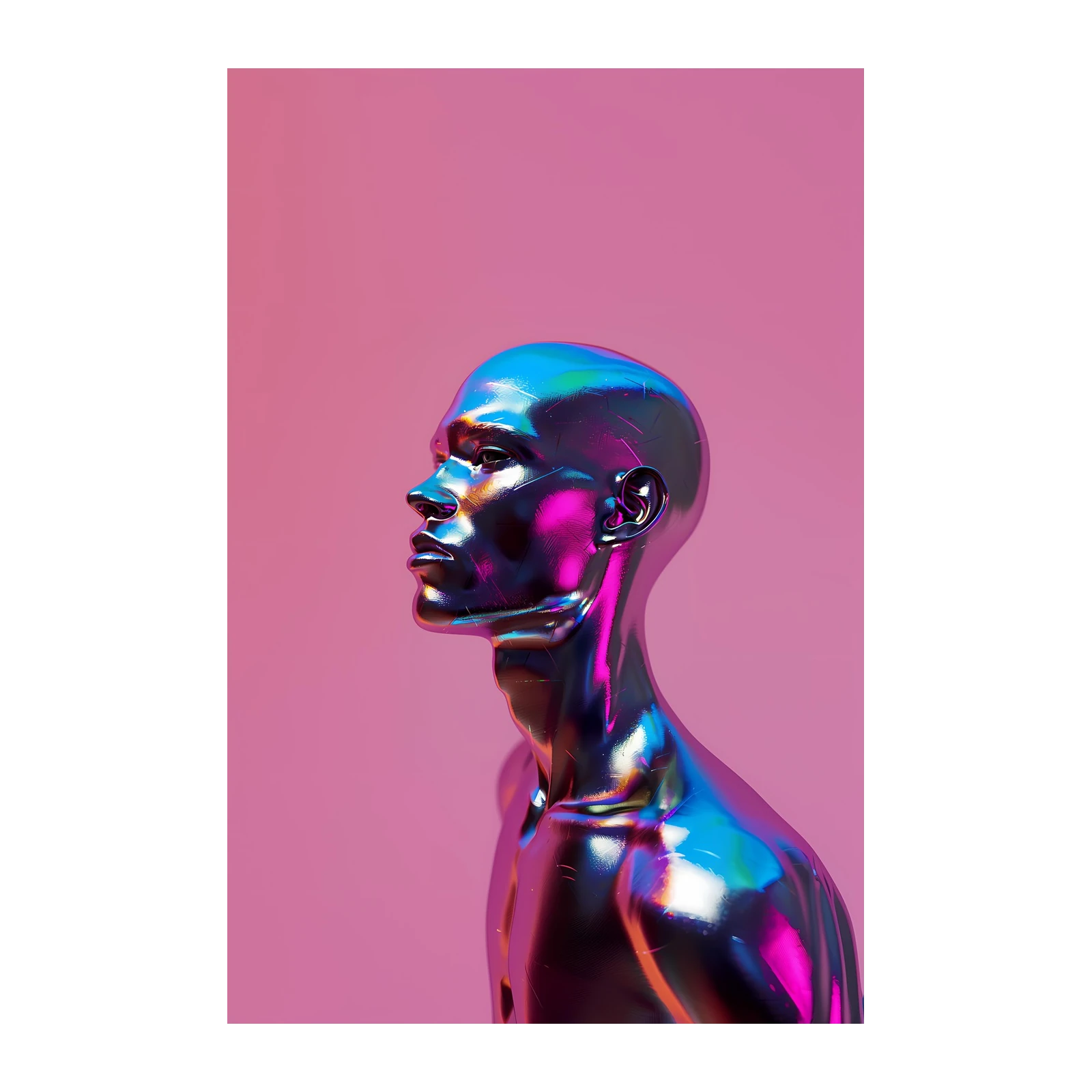 Holographic Man Profile Wall Art