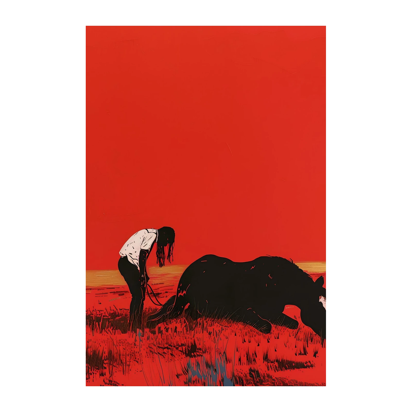 Crimson Field Horse & Rider Wall Art