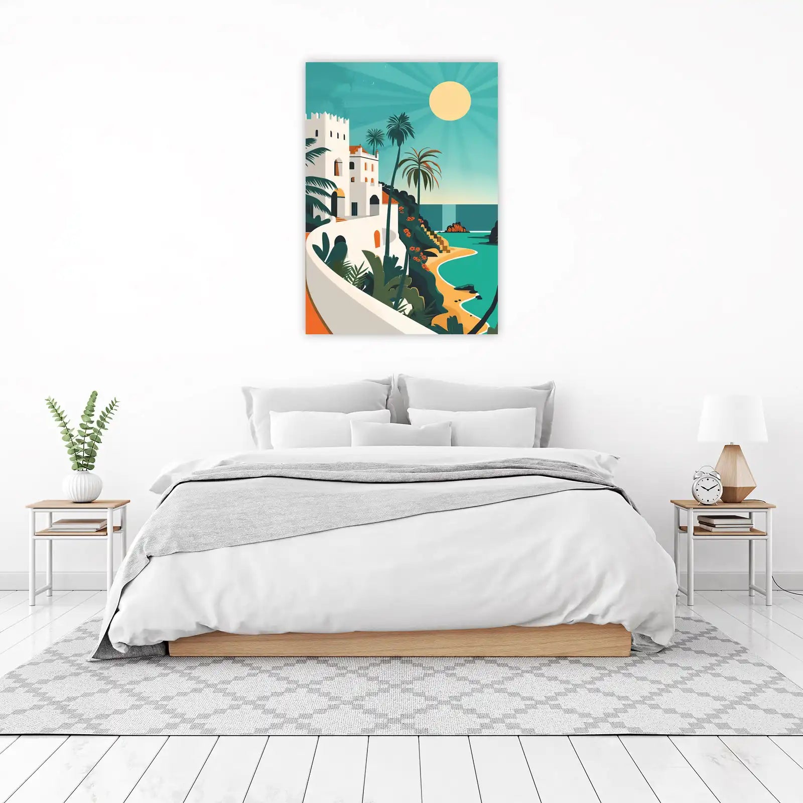 Coastal Paradise Villa Palm Trees Wall Art