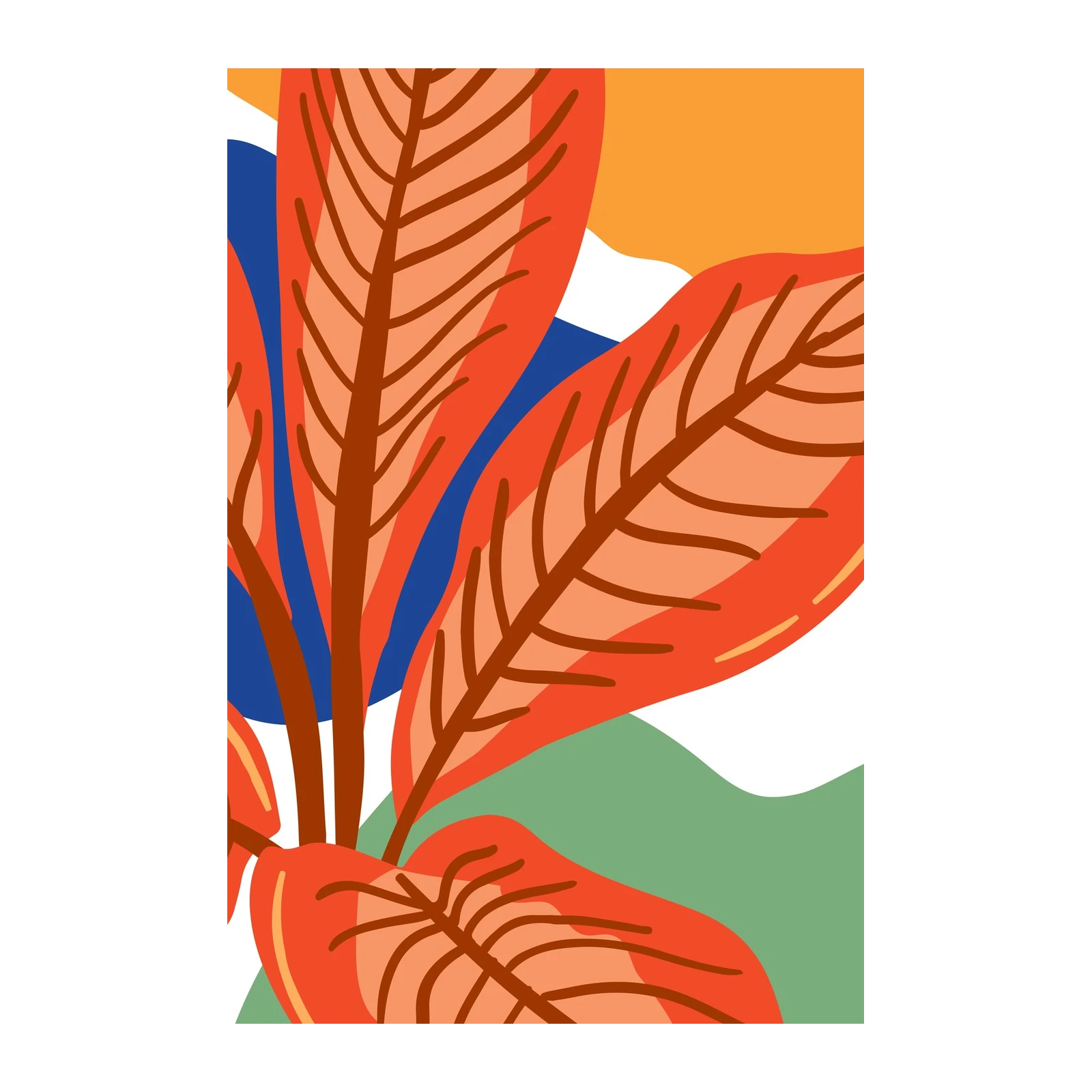 Vibrant Tropical Leaves Boho Art Wall Art