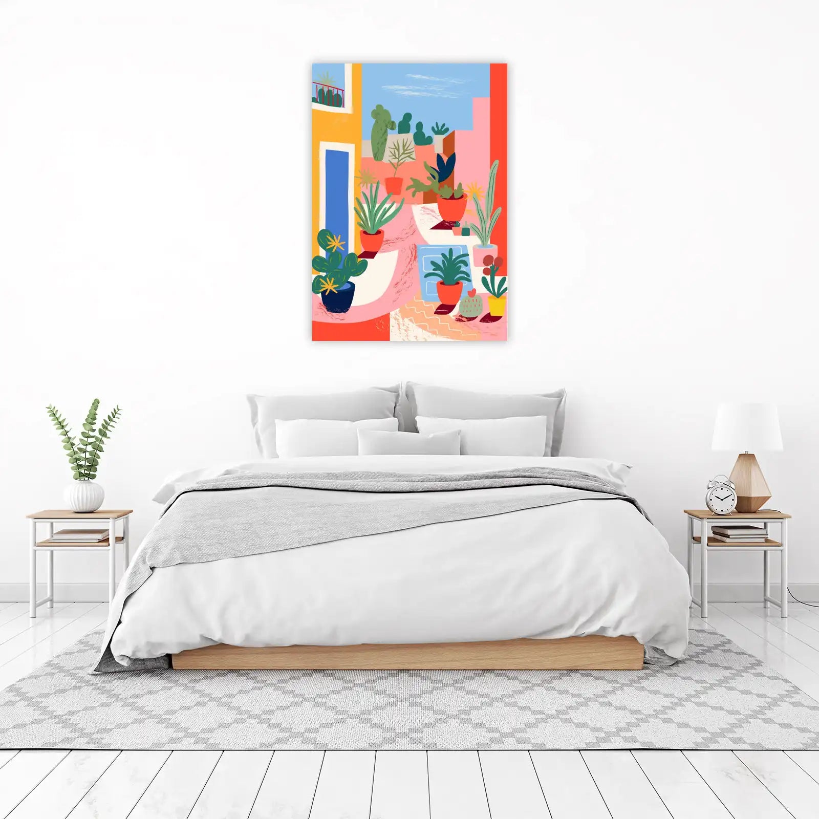 Vibrant Cactus Garden Abstract Wall Art