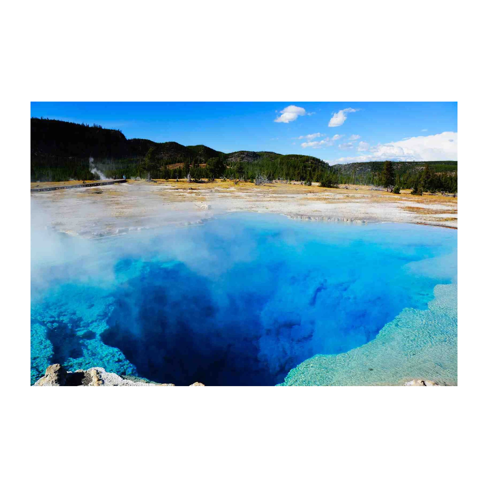 Vibrant Blue Hot Spring Landscape Wall Art