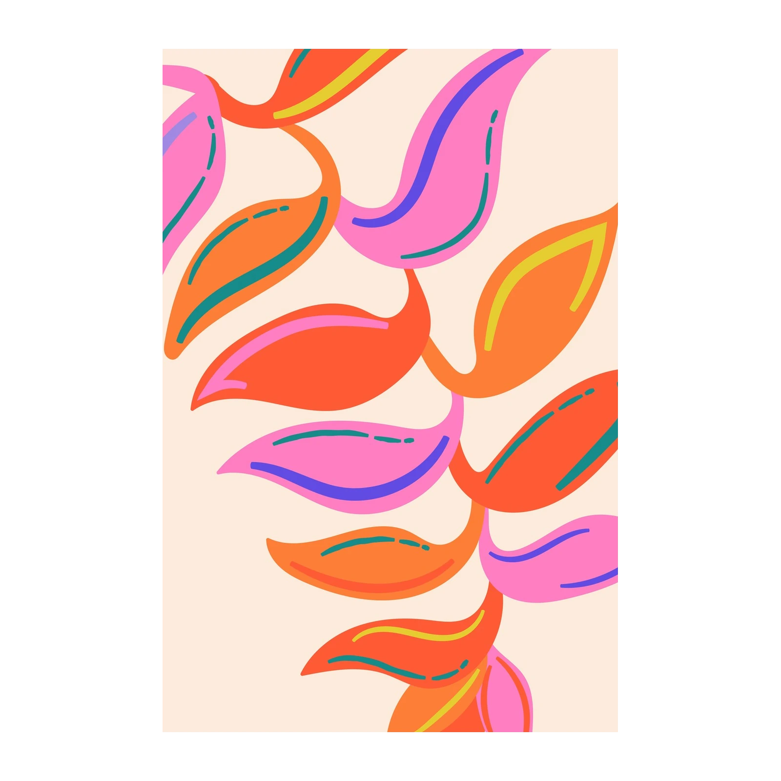Vibrant Tropical Leaves Abstract Wall Art